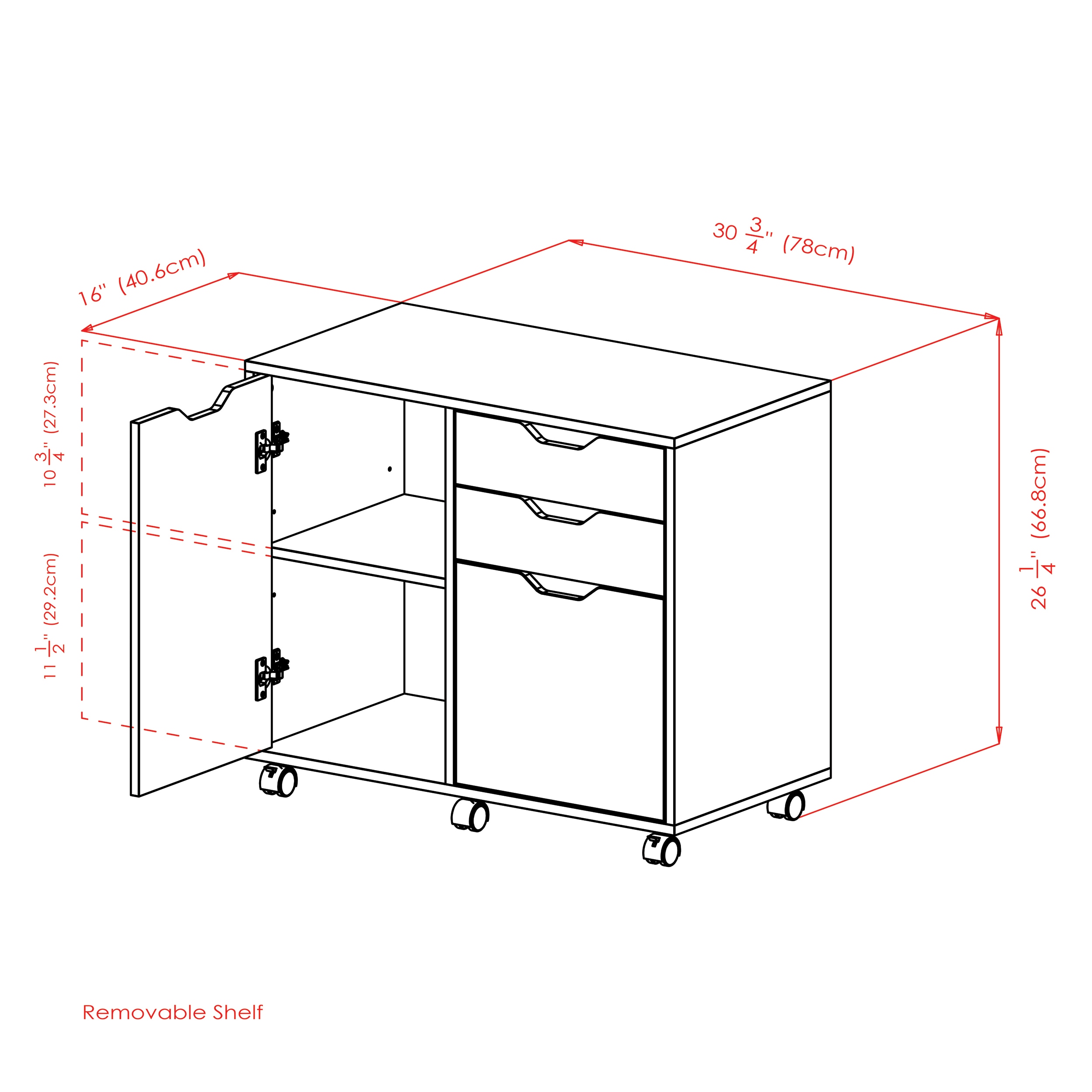 Halifax Black Mobile Filing Cabinet with 2 Drawers and Lock