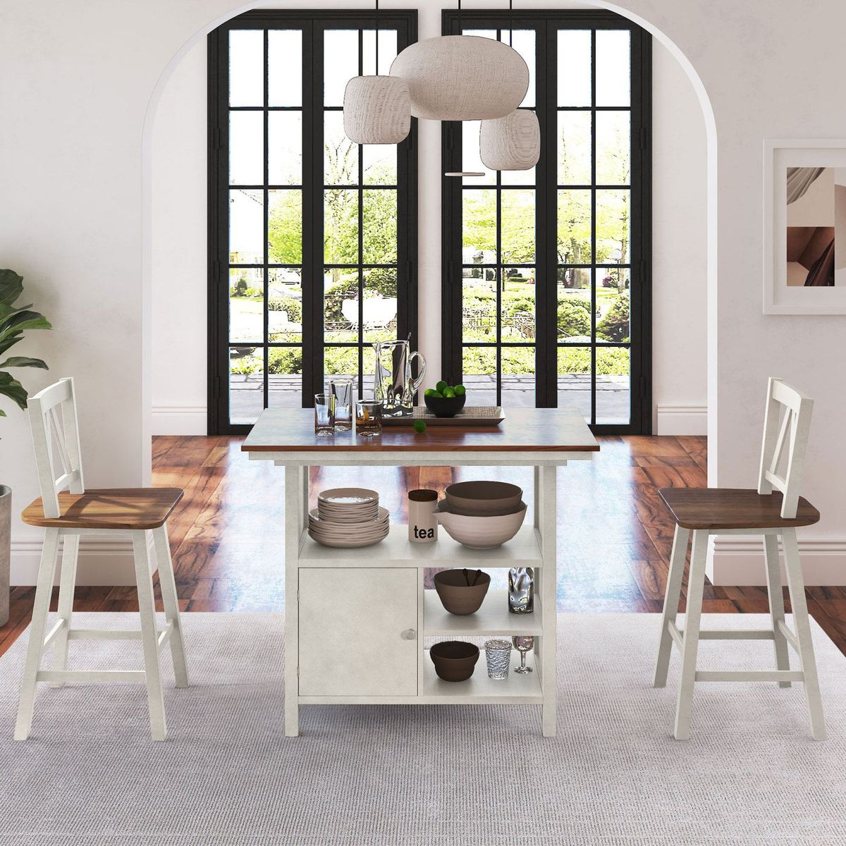 JASMODER SH000208AAL Walnut Contemporary/Modern Dining Room Set with Rectangular Table (Seats 2)