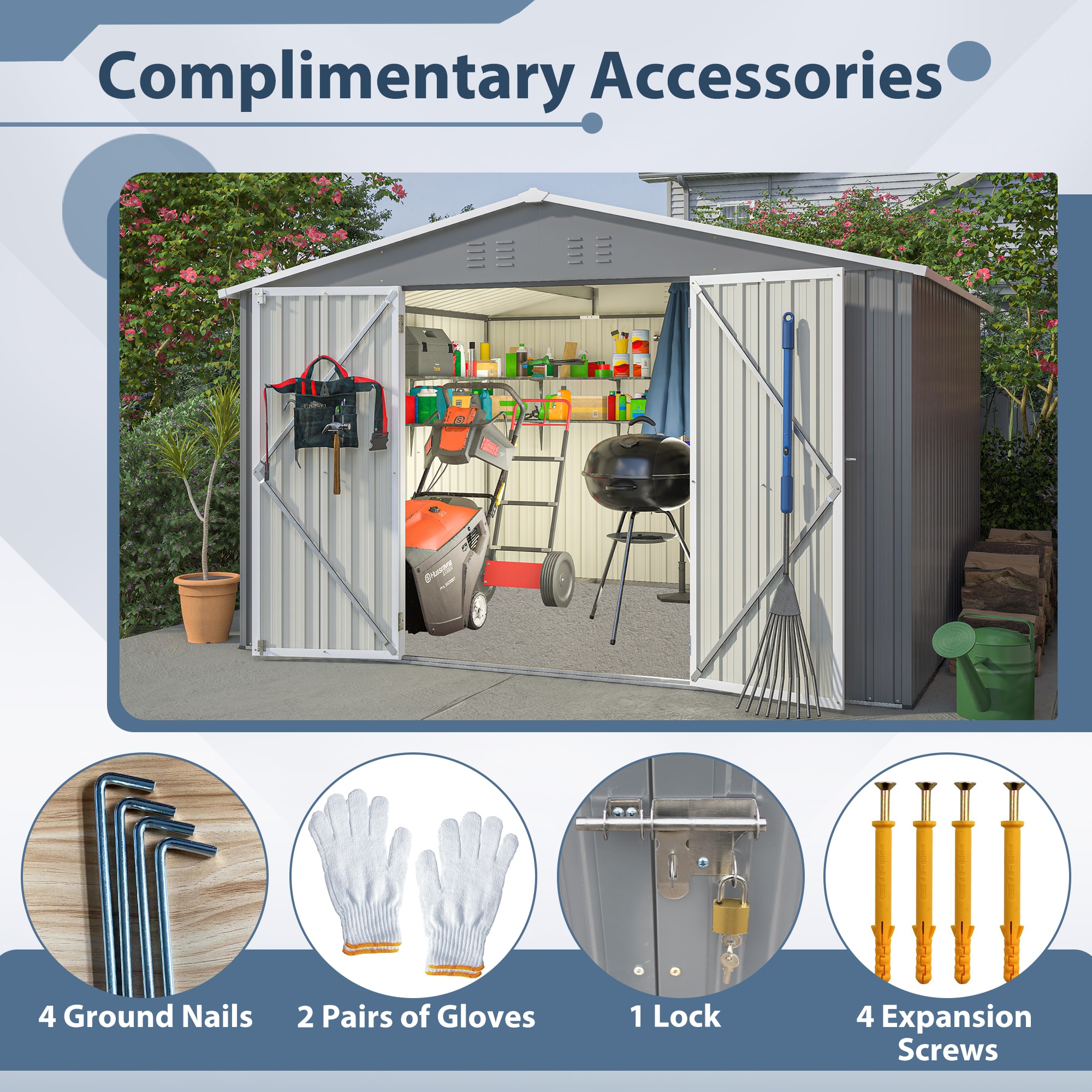 WELLFOR TWSG015-BN Metal-Storage-Buildings-Sheds - View #15
