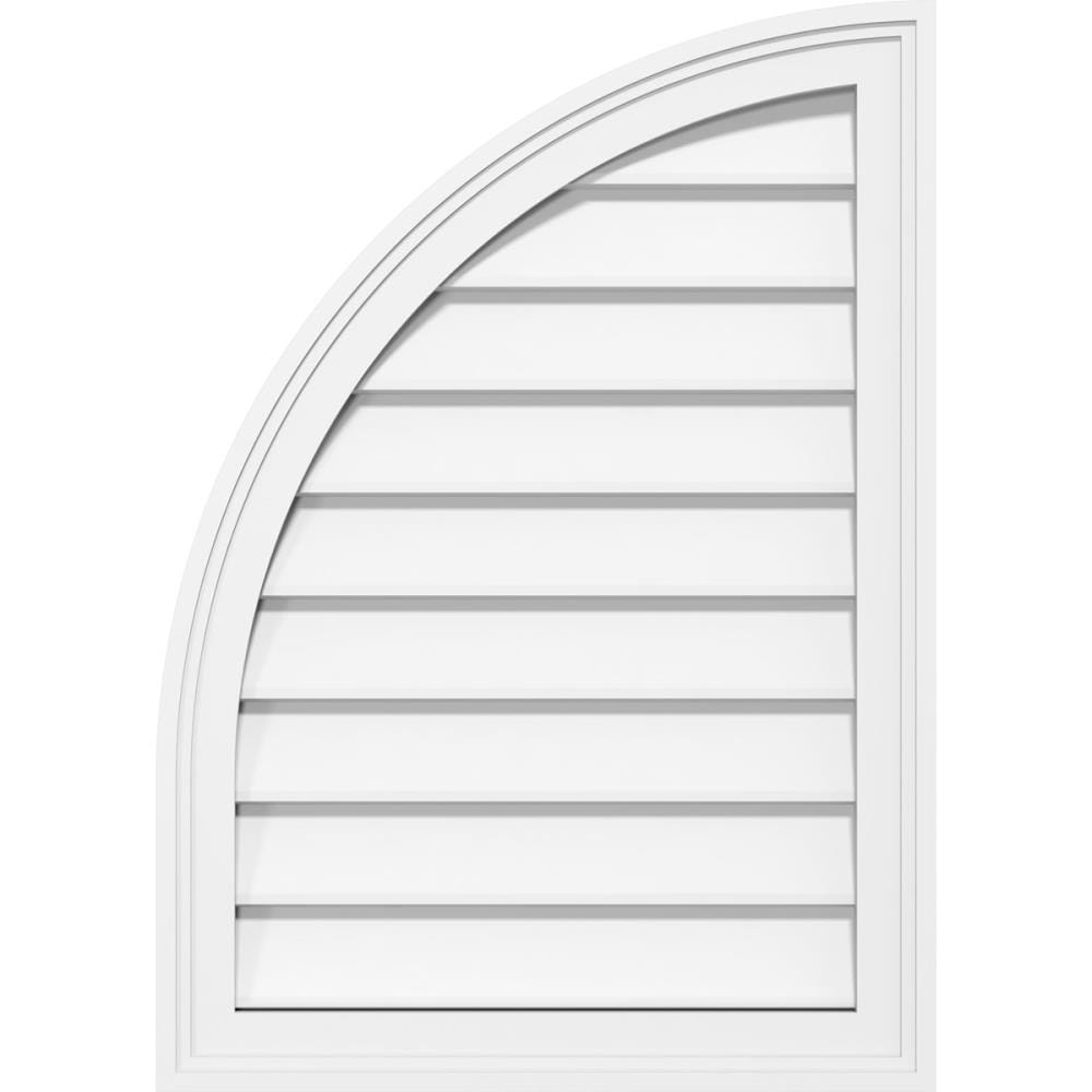 Ekena Millwork GVPQL26X3002SN 26-Inches x 30-Inches Off-white Round top PVC Gable Louver Vent