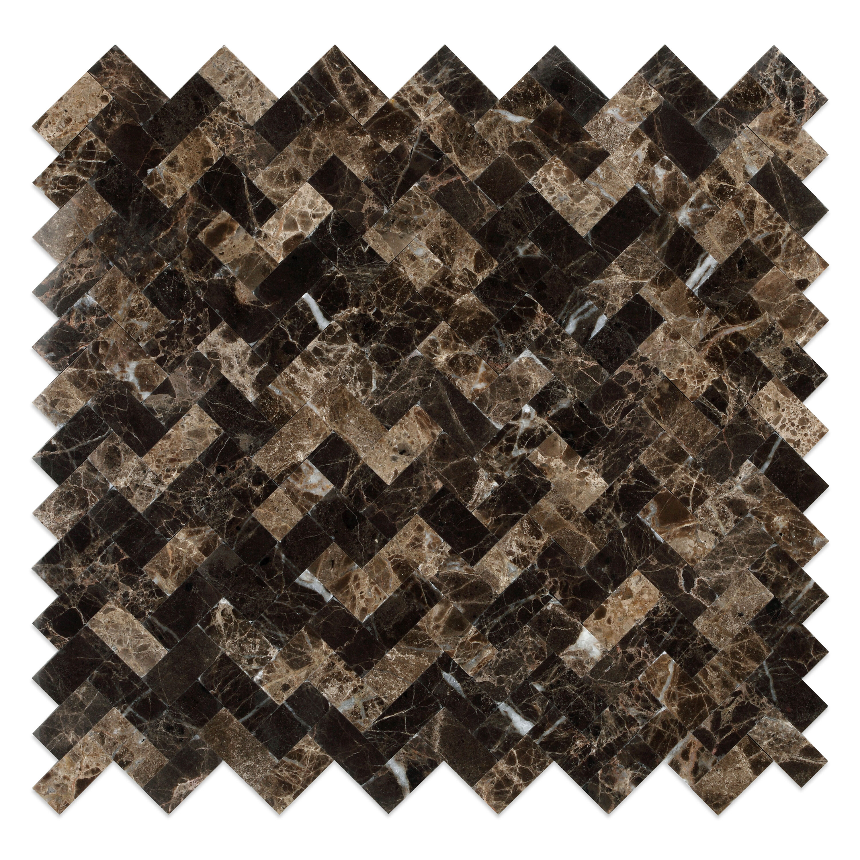 SpeedTiles IS02D317014/BX6 Moka Brown 12-in x 12-in Polished Natural stone Marble look Herringbone Mosaic Wall Tile ( 5.88-sq ft Carton )
