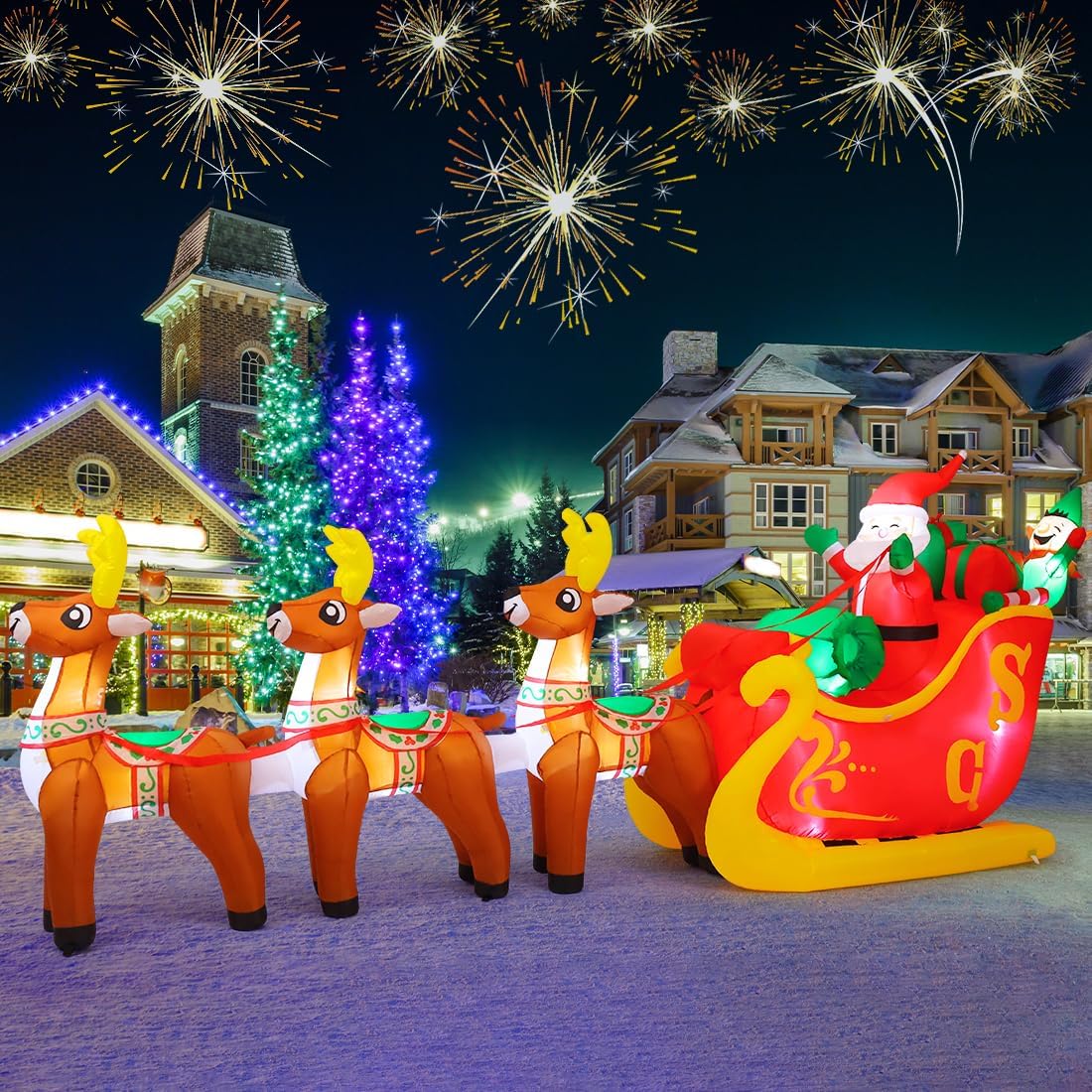 GOOSH DJ-SD-27176 4.6-ft Lighted Sleigh Christmas Inflatable