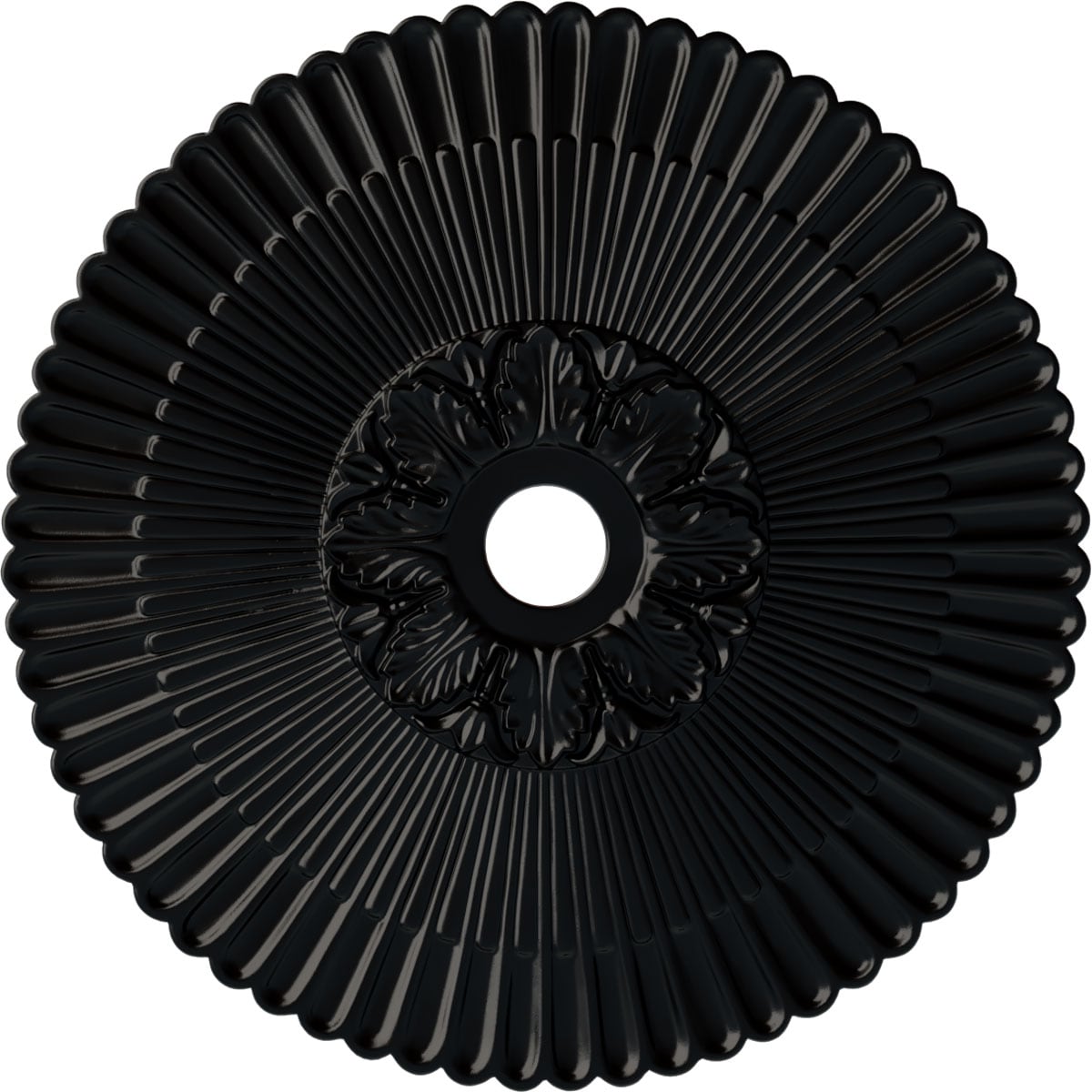 Ekena Millwork CM36MEBLF Melonie 36.25-in W x 36.25-in L Painted Jet Black Polyurethane Whole Ceiling Medallion