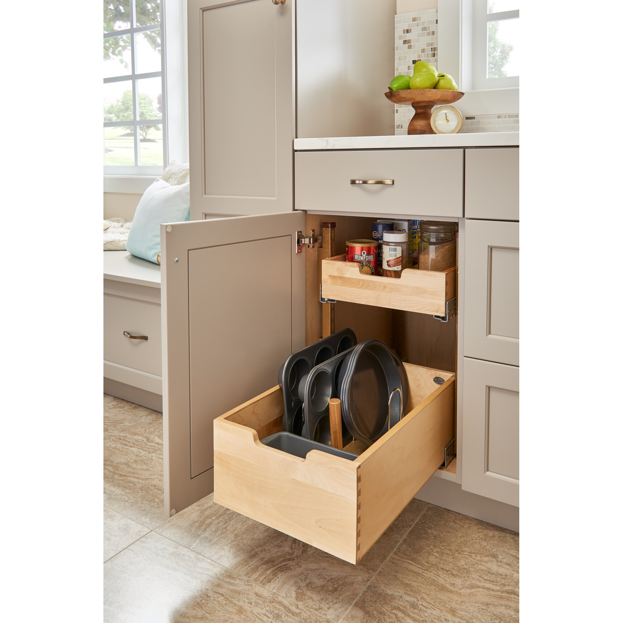 Rev-A-Shelf 22.5-in W x 21.25-in H 2-Tier Cabinet-mount Wood Soft Close ...