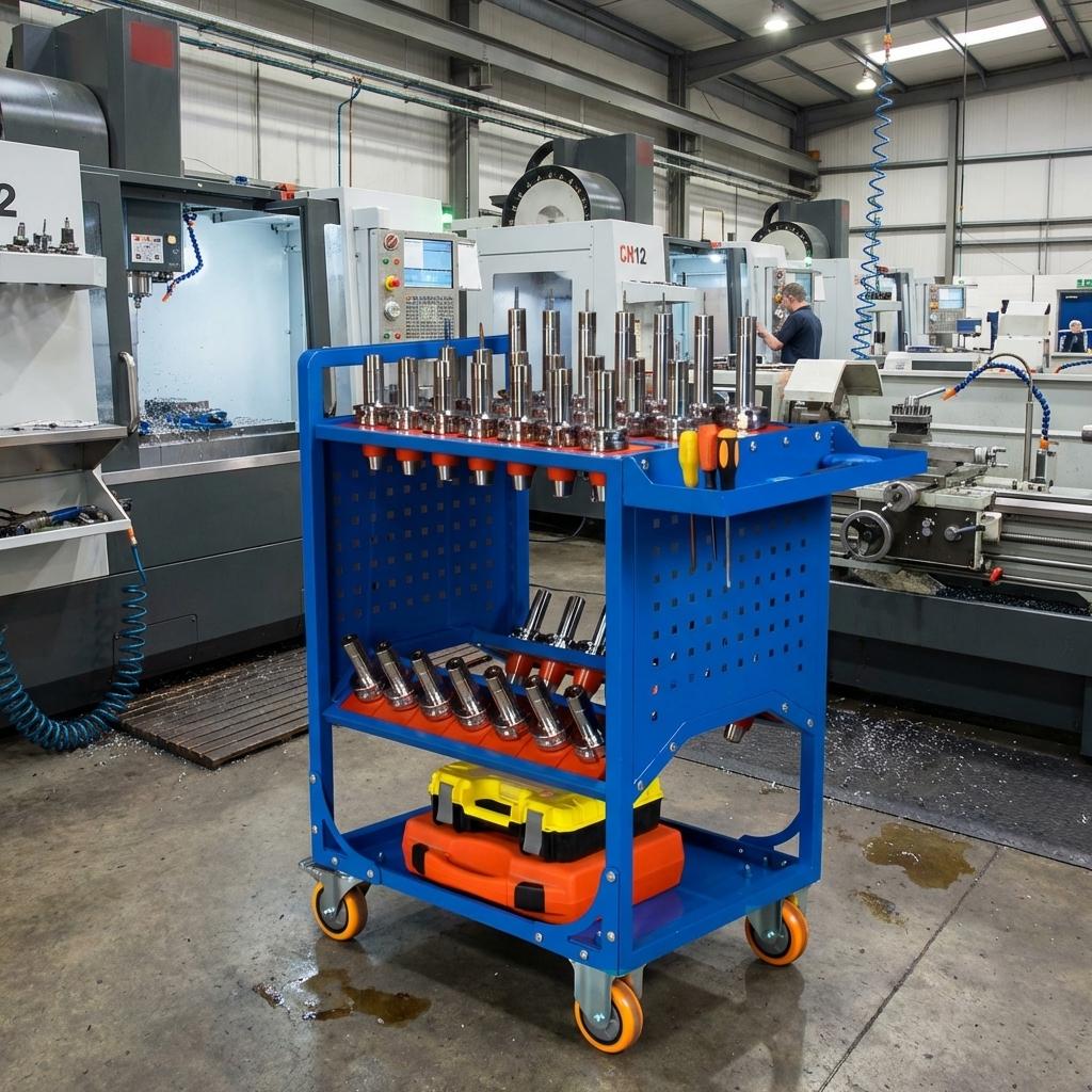 Encore Beets Blue Classic 40 Taper CNC Tool Holder Transfer Cart 35 Capacity CAT BT40 #NOVA-VR6R62F8B