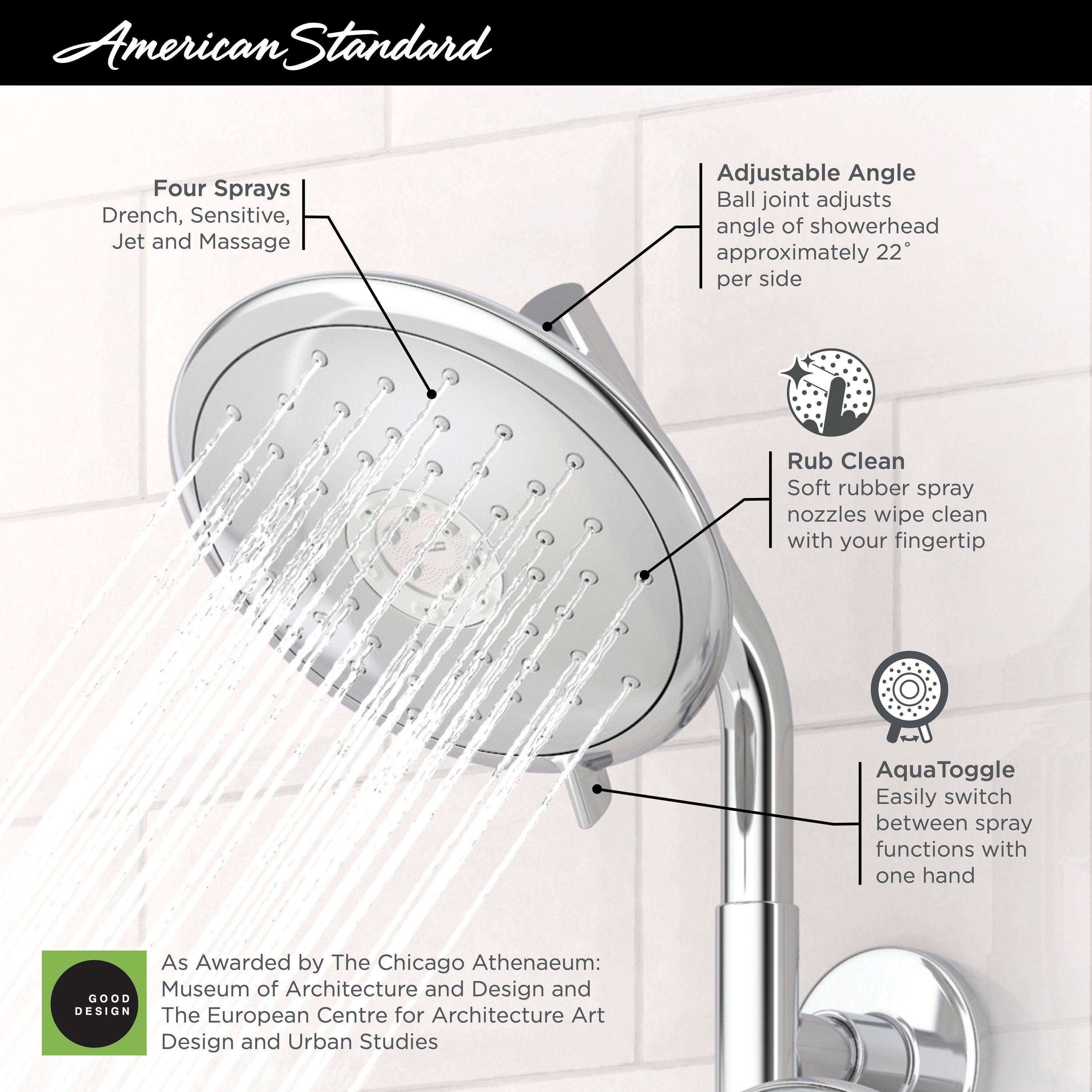 American retailer Standard Spectra+ 4-Spray 7 in. Shower Head in Polished Chrome