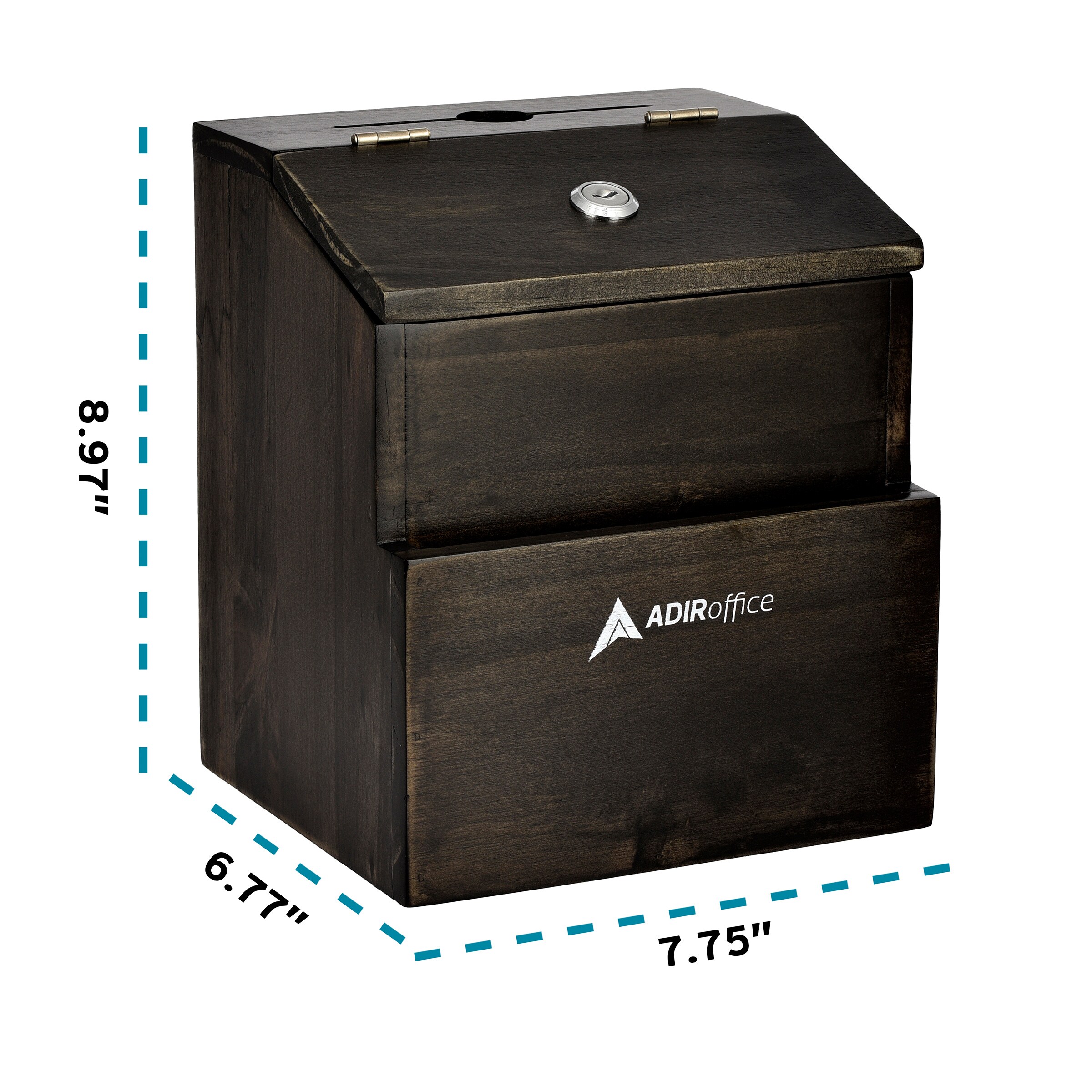 Black Wall Mounted Suggestion Box Rustic Suggestion Box with Lock Wooden Ballot Comment Box with Front Pocket Donation Box Collection Box Ballot Box 