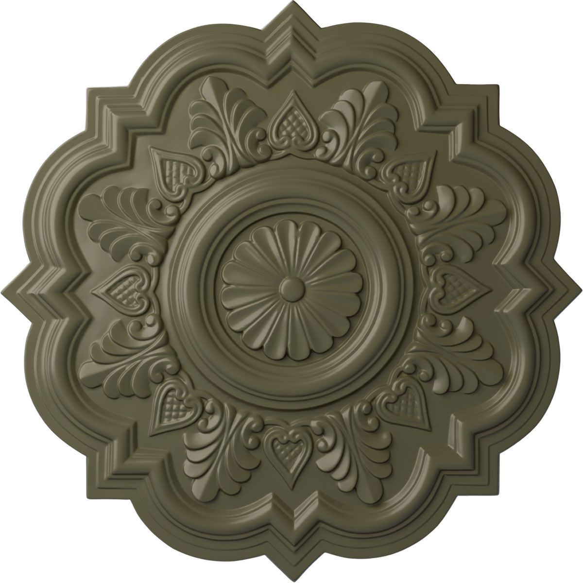 Ekena Millwork CM20DRPTF Deria 20.25-in W x 20.25-in L Painted Turtle Polyurethane Whole Ceiling Medallion