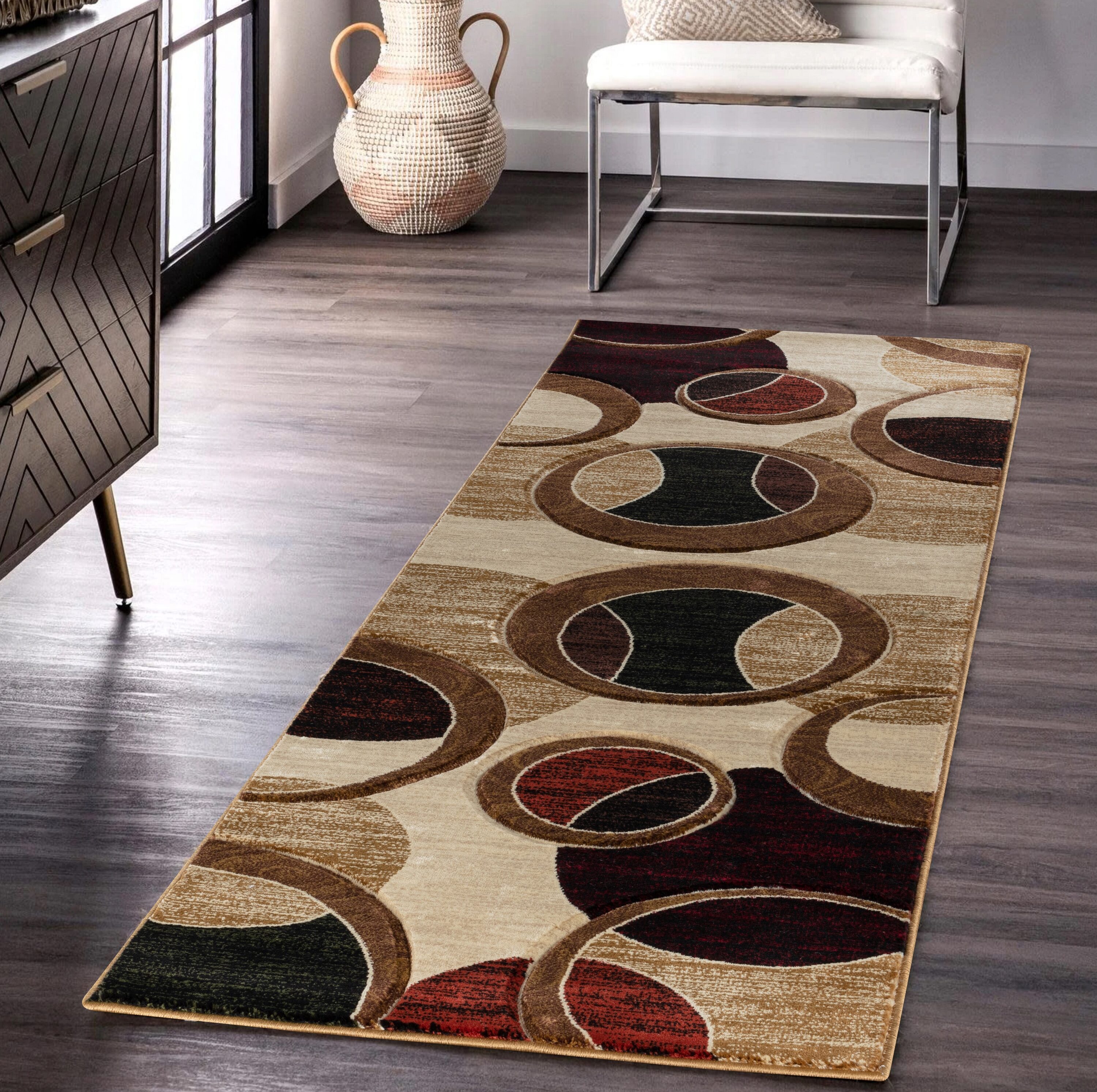 MDA Rugs OR5428 Orelsi 2 x 8 (ft) Polypropylene Brown Rectangular Indoor Abstract Runner rug