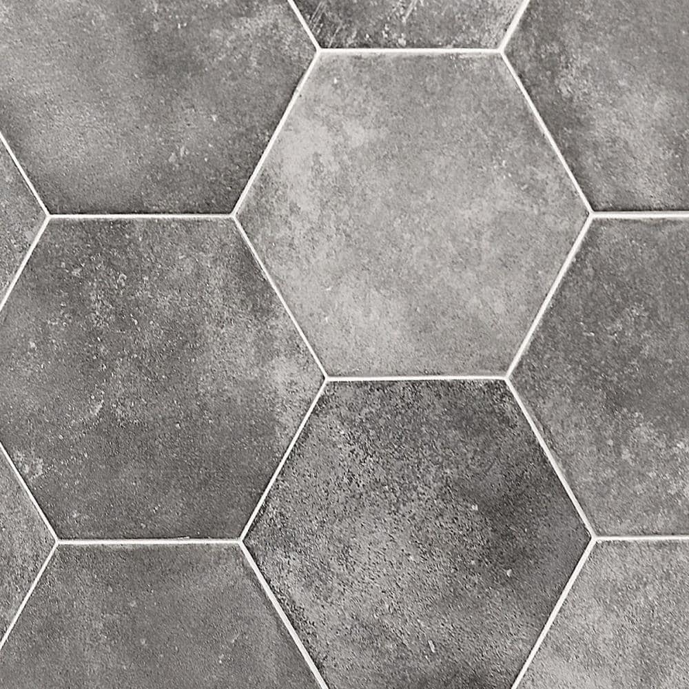 Gray Hexagon Matte Porcelain Floor and Wall Tile
