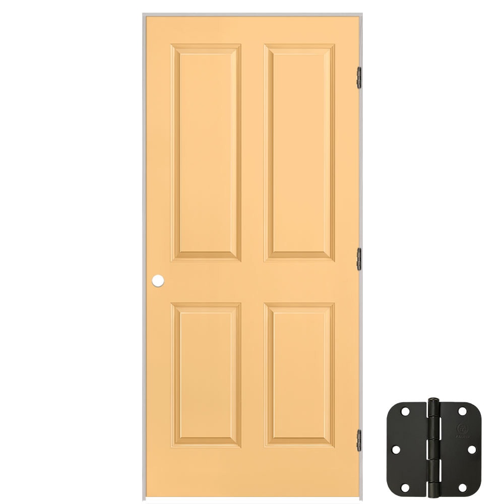 Masonite 627241 36-in x 80-in Marigold Solid core 4 panel square Left hand Smooth Prefinished Molded composite Flat Jamb Single Prehung Interior Door