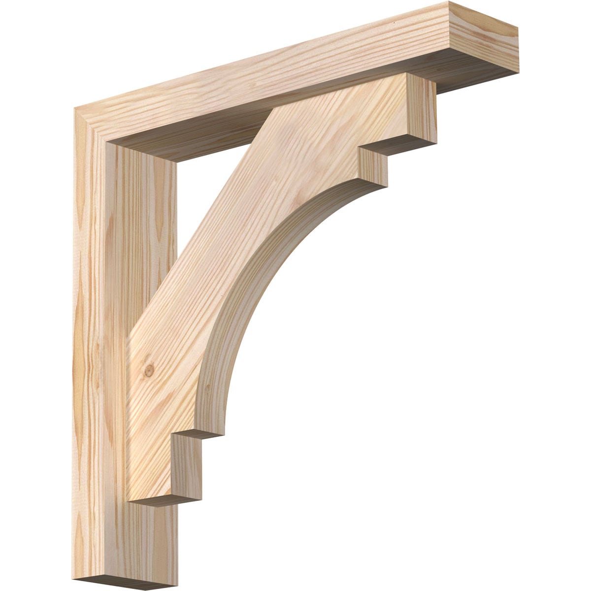 Ekena Millwork 1463308 Merced Block Smooth Bracket with Offset Brace 3-1/2-in x 16-in x 16-in Douglas fir Brown Wood Standard bracket