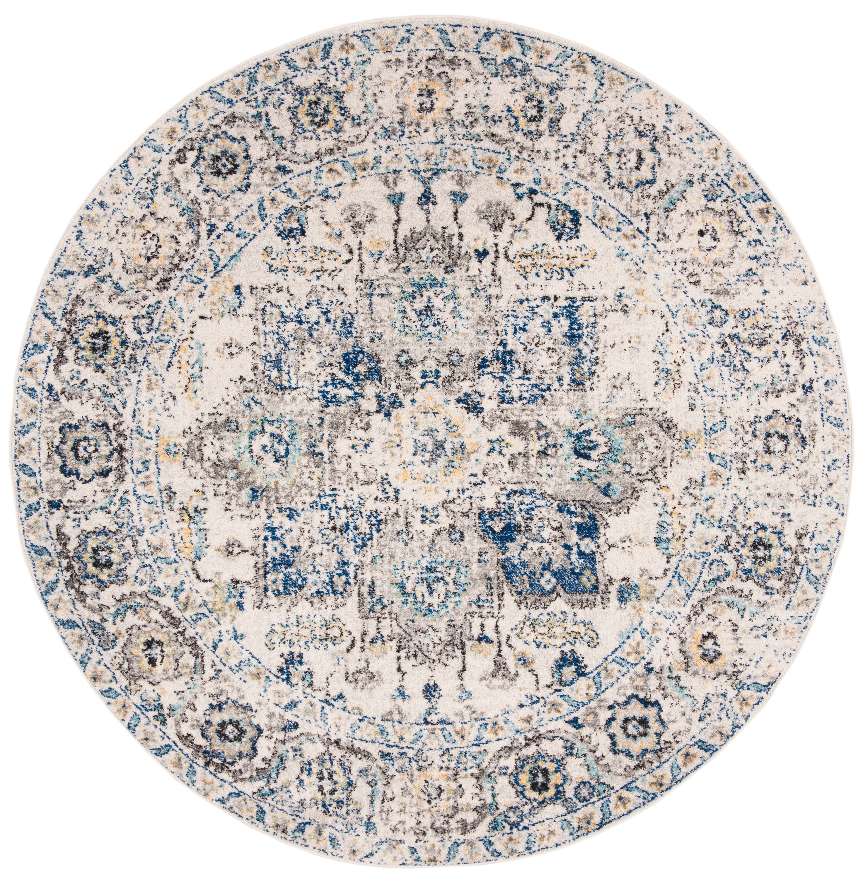 Safavieh MAD603F-10R Madison 10 x 10 (ft) Loomed Synthetic Gray/Ivory Round Indoor Distressed/Overdyed Vintage Area rug