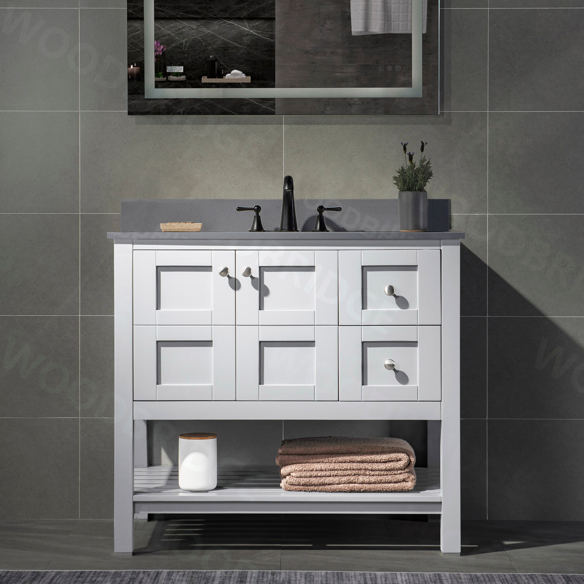 Cabot Small Bathroom Storage Cabinet in Ash Gray - Engineered Wood