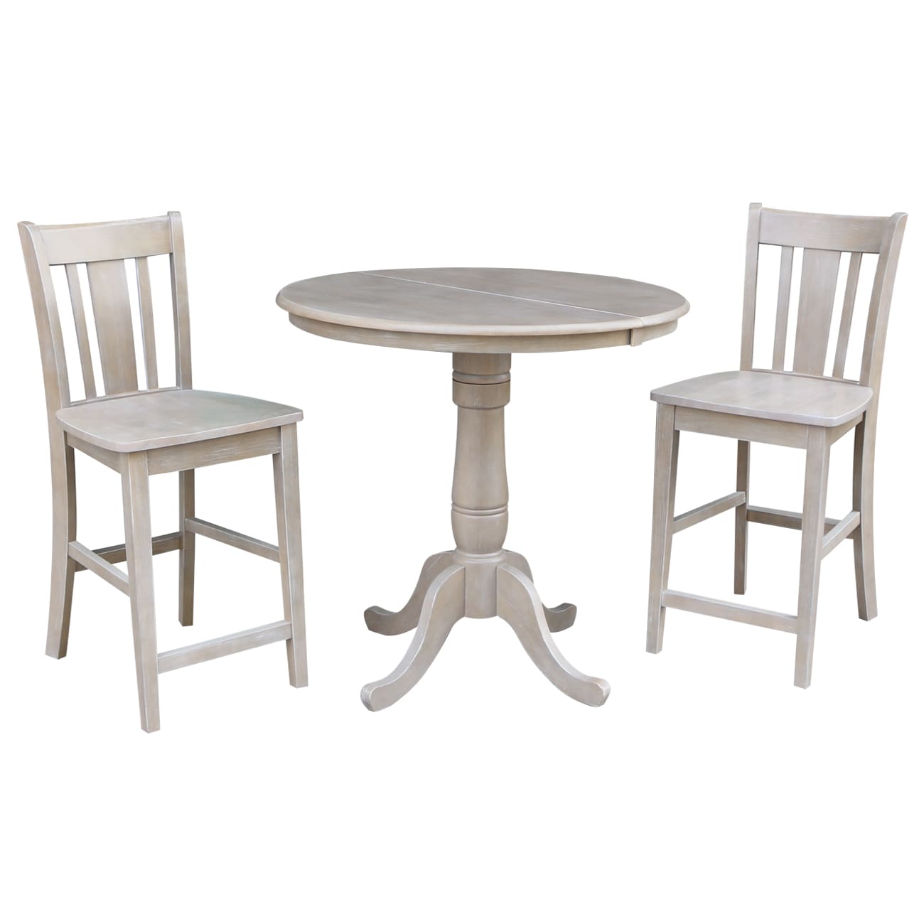 International Concepts K09-36RXT-S102-2 Washed gray taupe Traditional Dining Room Set with Round Table ( Seats 2 )
