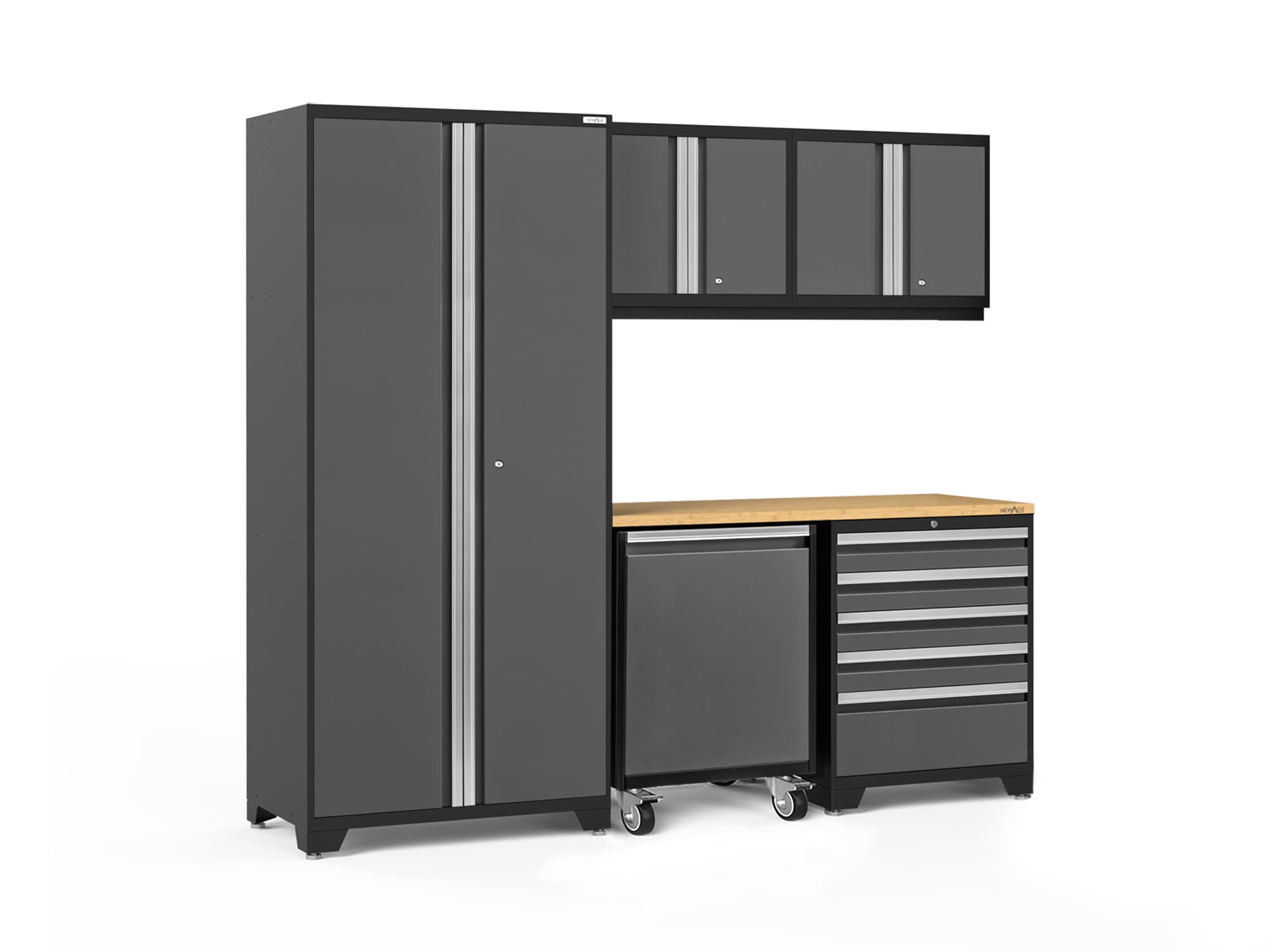 NewAge Products 5-Cabinets Steel Garage Storage System in Charcoal Gray ...