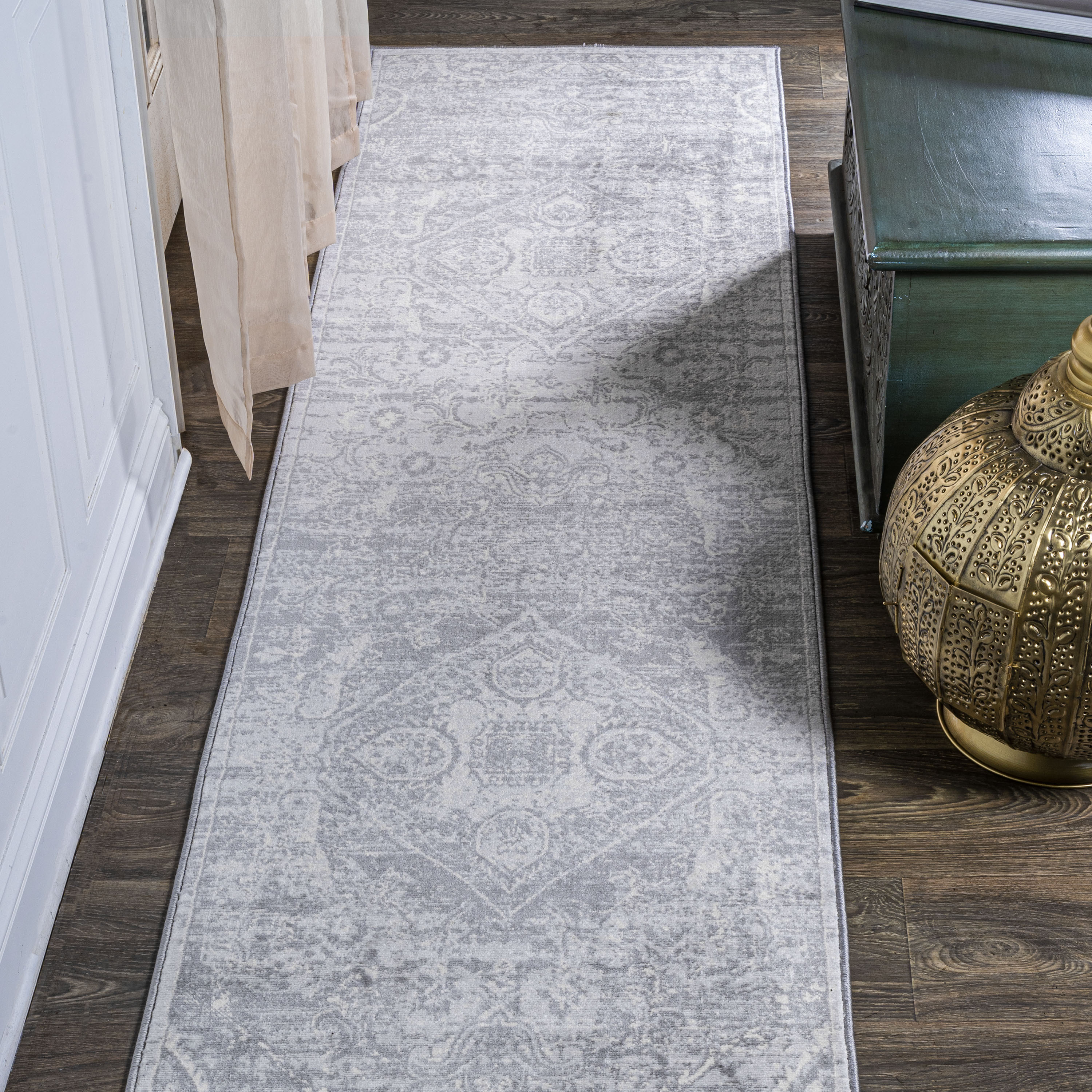 JONATHAN  Y MDP104B-210 MODERN PERSIAN Vintage Medallion 2 x 10 (ft) Loomed Polypropylene Gray Rectangular Indoor Medallion Persian Runner rug