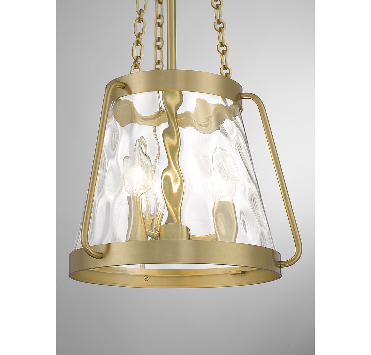 Crawford Warm Brass 3-Light Pendant with Clear Water Glass Shade