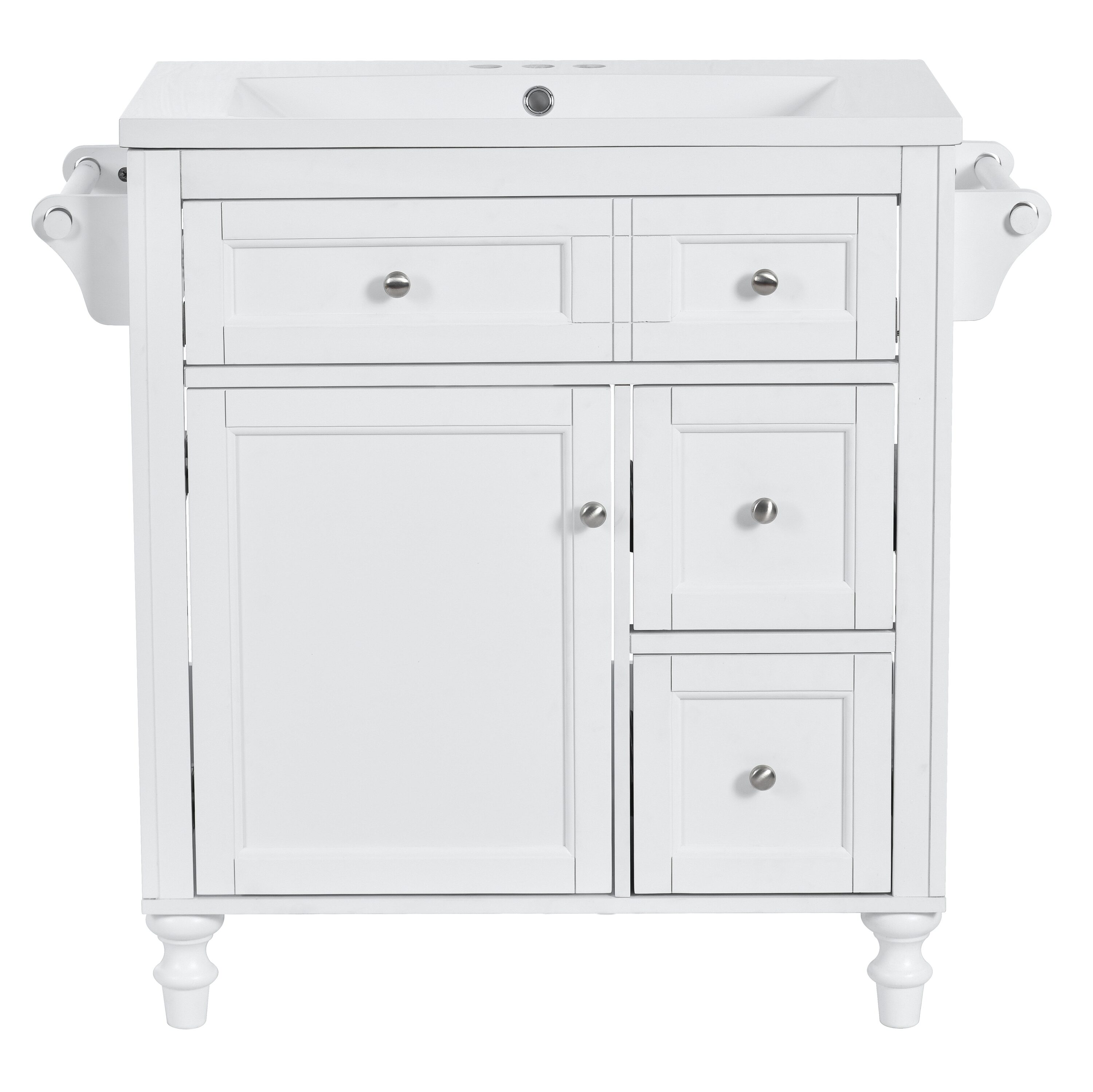 Tatayosi TS130001K 30 Inch Bathroom Vanity with Top Sink Modern Bathroom Storage Cabinet with 2 Drawers and a Tip out Drawer Single Bathroom Vanity