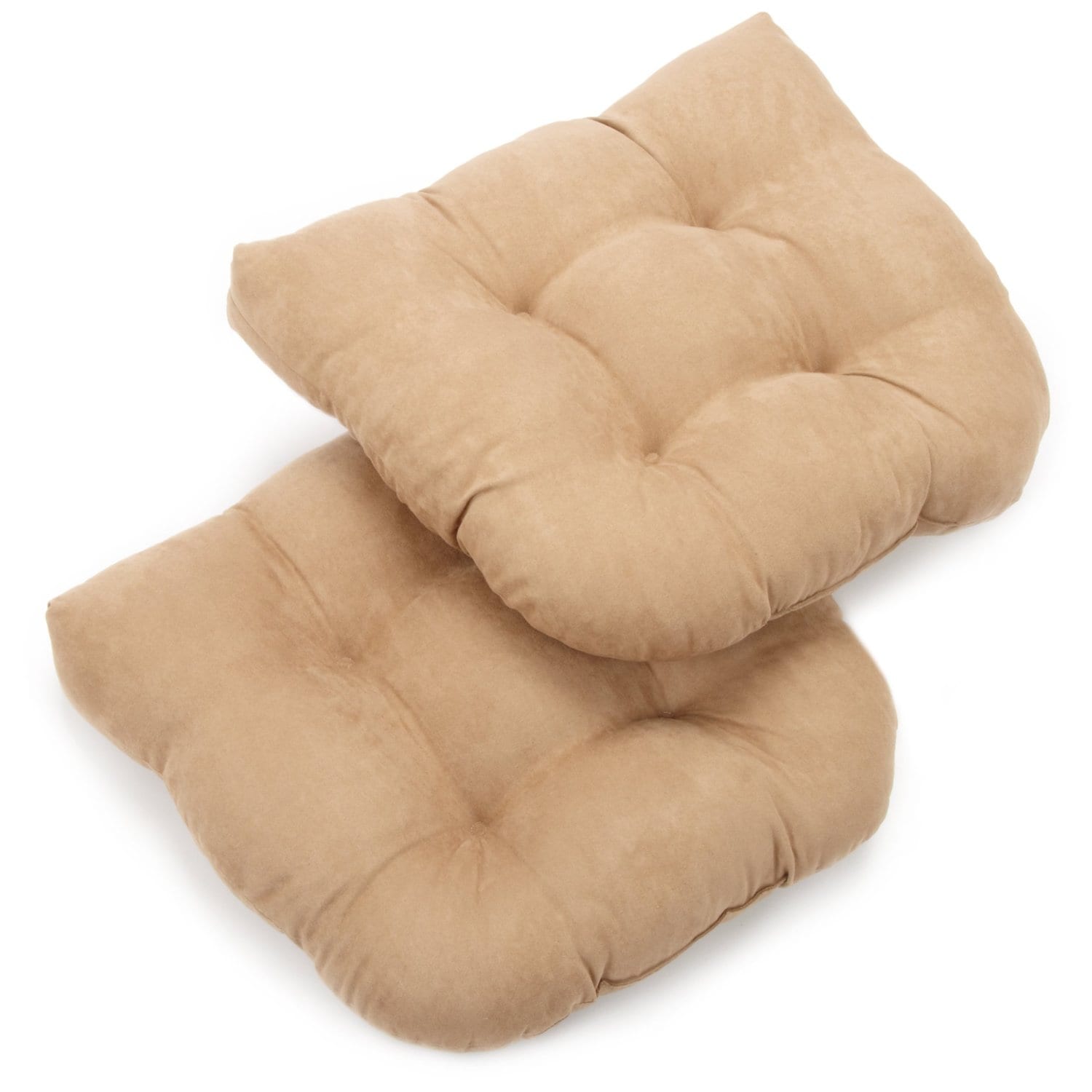 16-inch Solid Microsuede U-shaped Tufted Chair Cushions (Set of 2) - Java