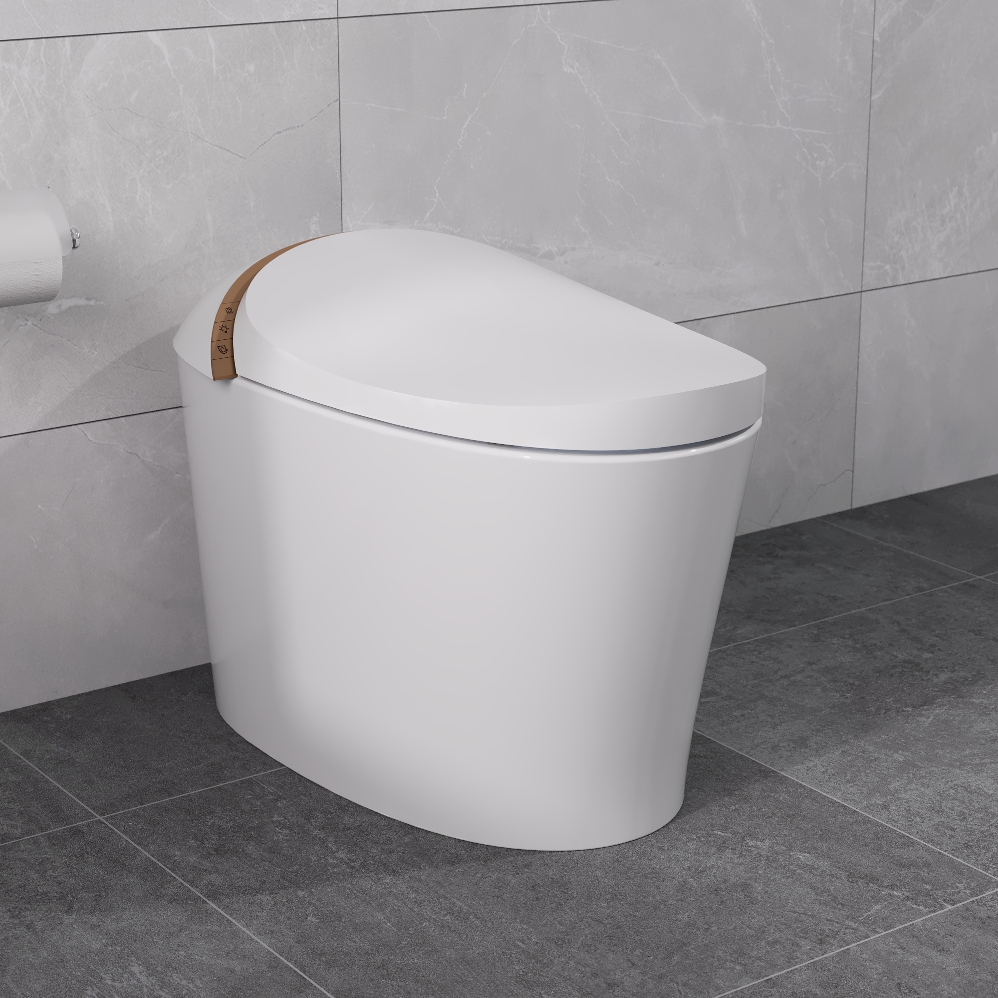 White Tankless Smart Elongated Toilet with Heated Seat