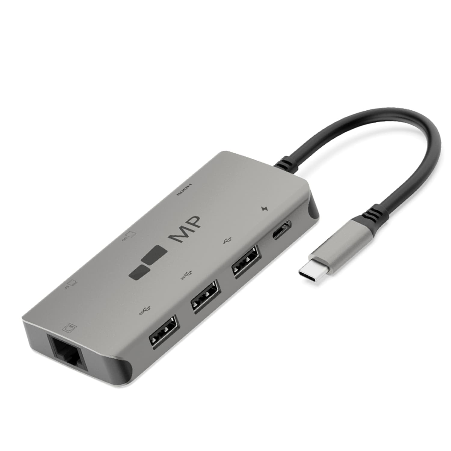 USB C Card Reader 5 in 1 0.6ft Silver Gray