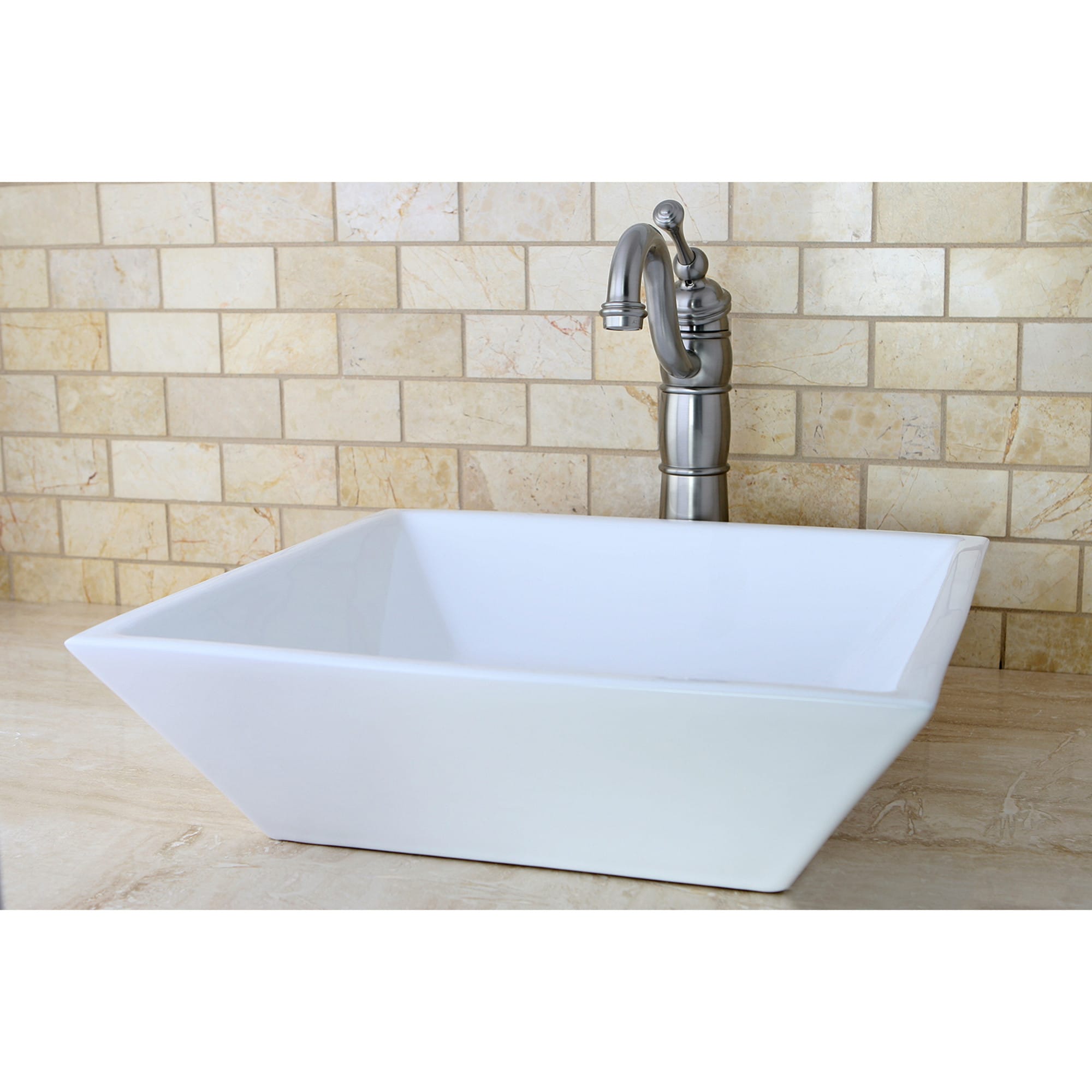 Kingston Brass WLKB1428BL Heritage Brushed nickel Vessel 1-handle High-arc Residential Handle Bathroom Sink Faucet