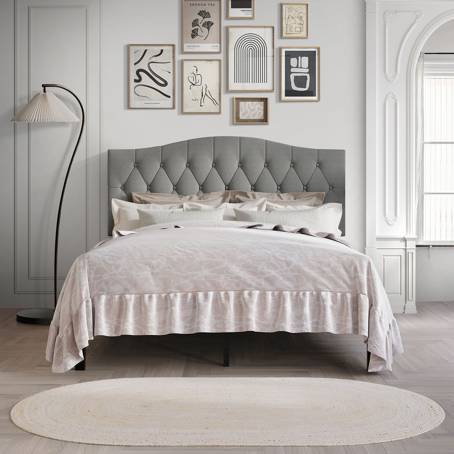 CasePiece C8389TPL-LGY-LN Light Grey Twin Wood Platform Bed