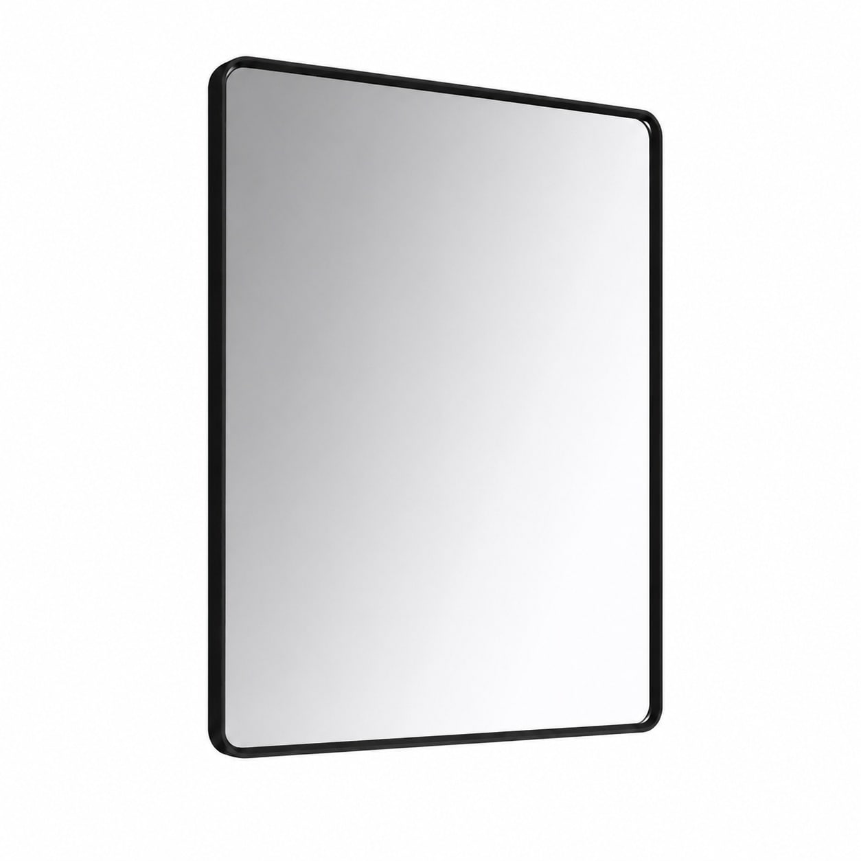 Aoibox  28 x 36 Inch Matte Black Metal Framed Bathroom Mirror with Rounded Rectangle Design for Wall Mounting