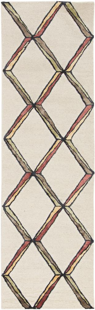 KAS Rugs 4309 Libby Langdon Upton 2 X 8 Wool Cream/Gold Indoor Trellis Mid-century Modern Runner Rug