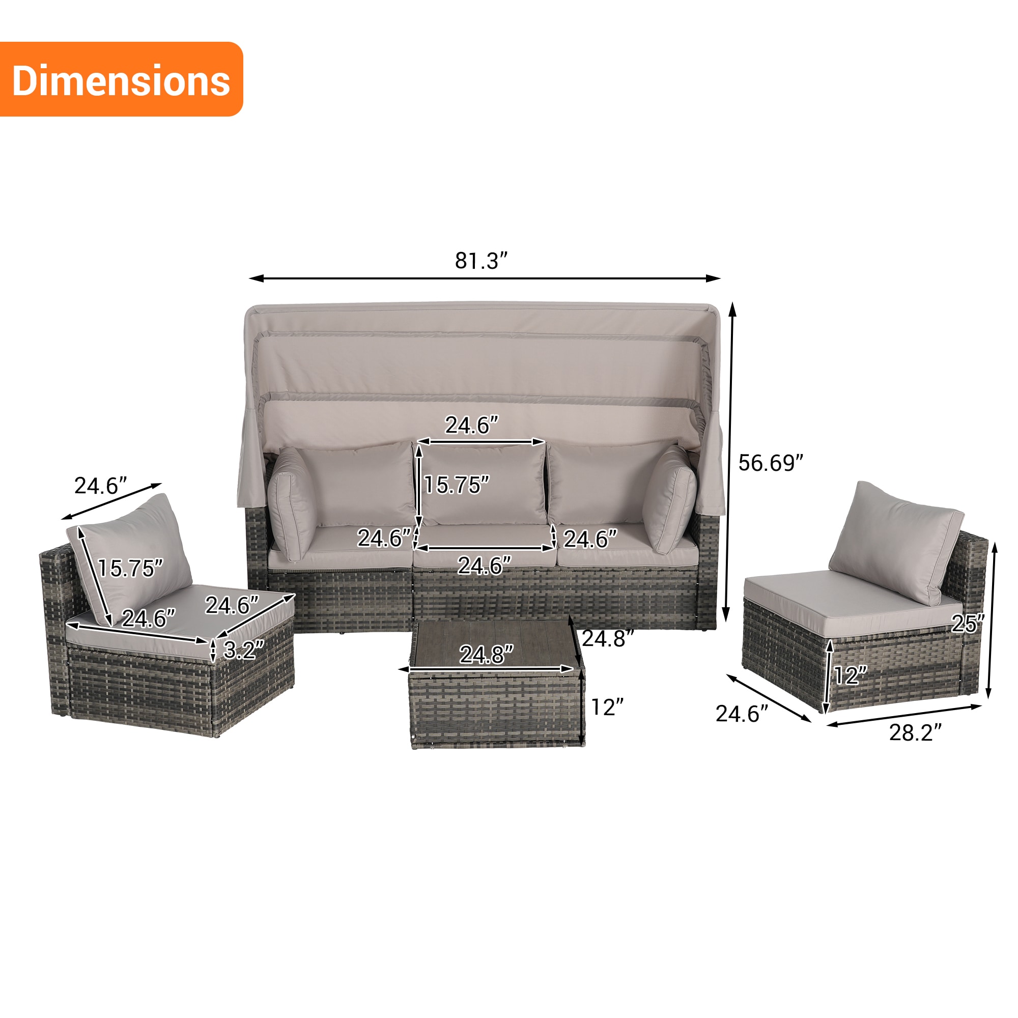 SINOFURN SYB670032LG Patio-Sofas-Daybeds - View #4