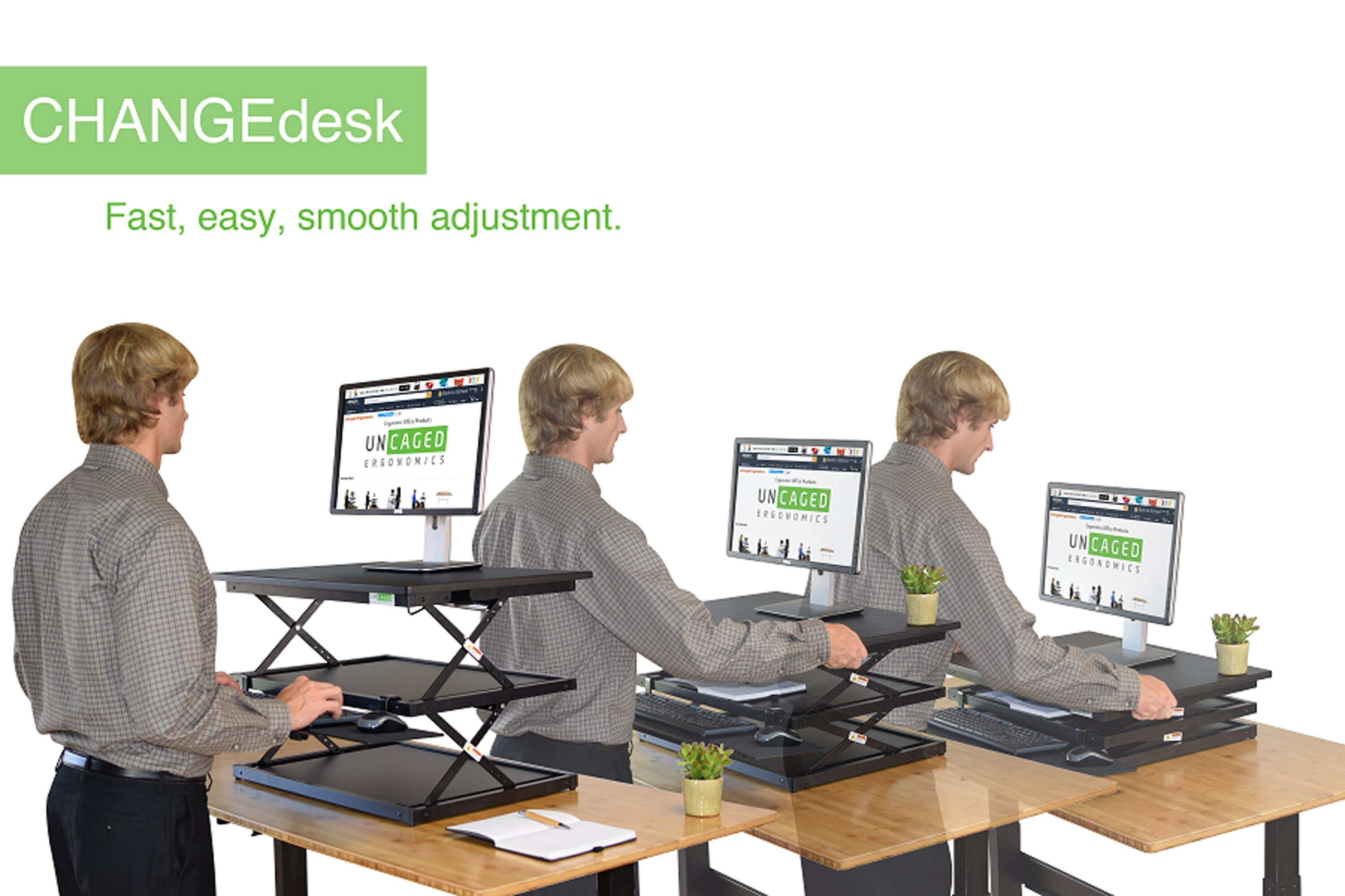 Standing Desk Converter: Adjustable up to 19.3 for Dual Monitors.  Ergonomic Black Riser Promotes Healthy Workstation