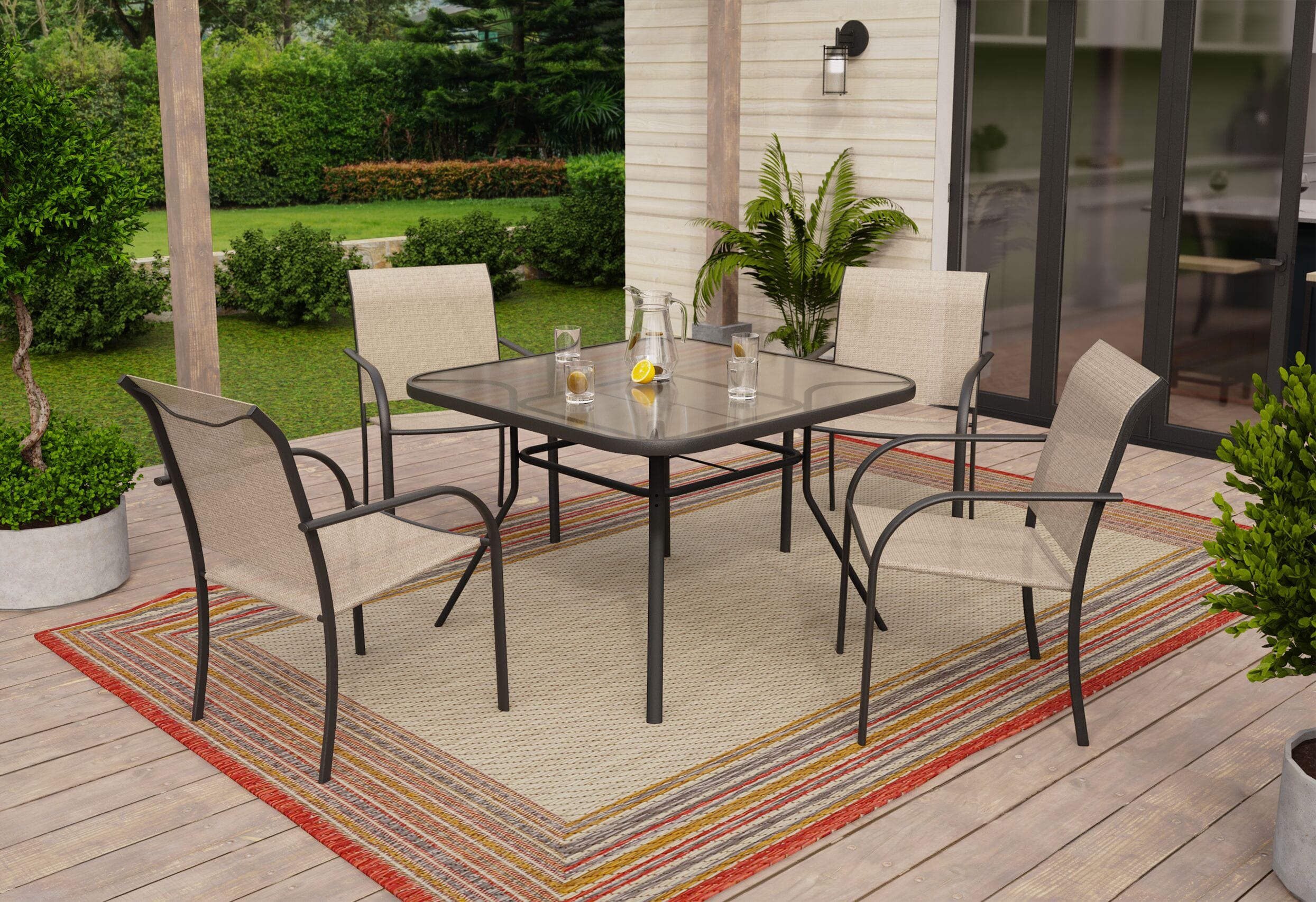 Style Selections Pelham Bay Square Outdoor Dining Table 42-in W x 42-in L  with Umbrella Hole