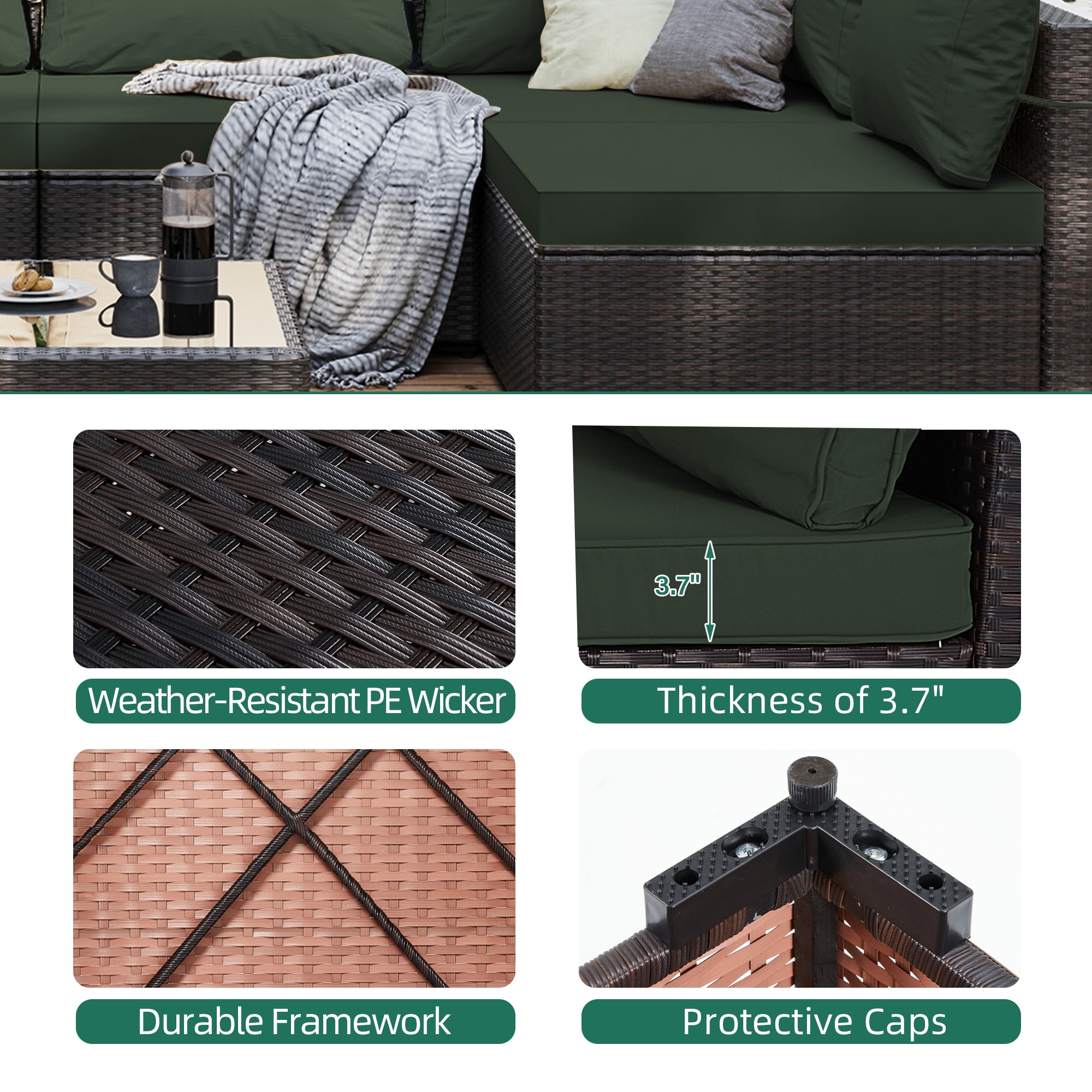 UPHA TBSF-AB28MSK-TUGREEN Patio-Conversation-Sets - View #5