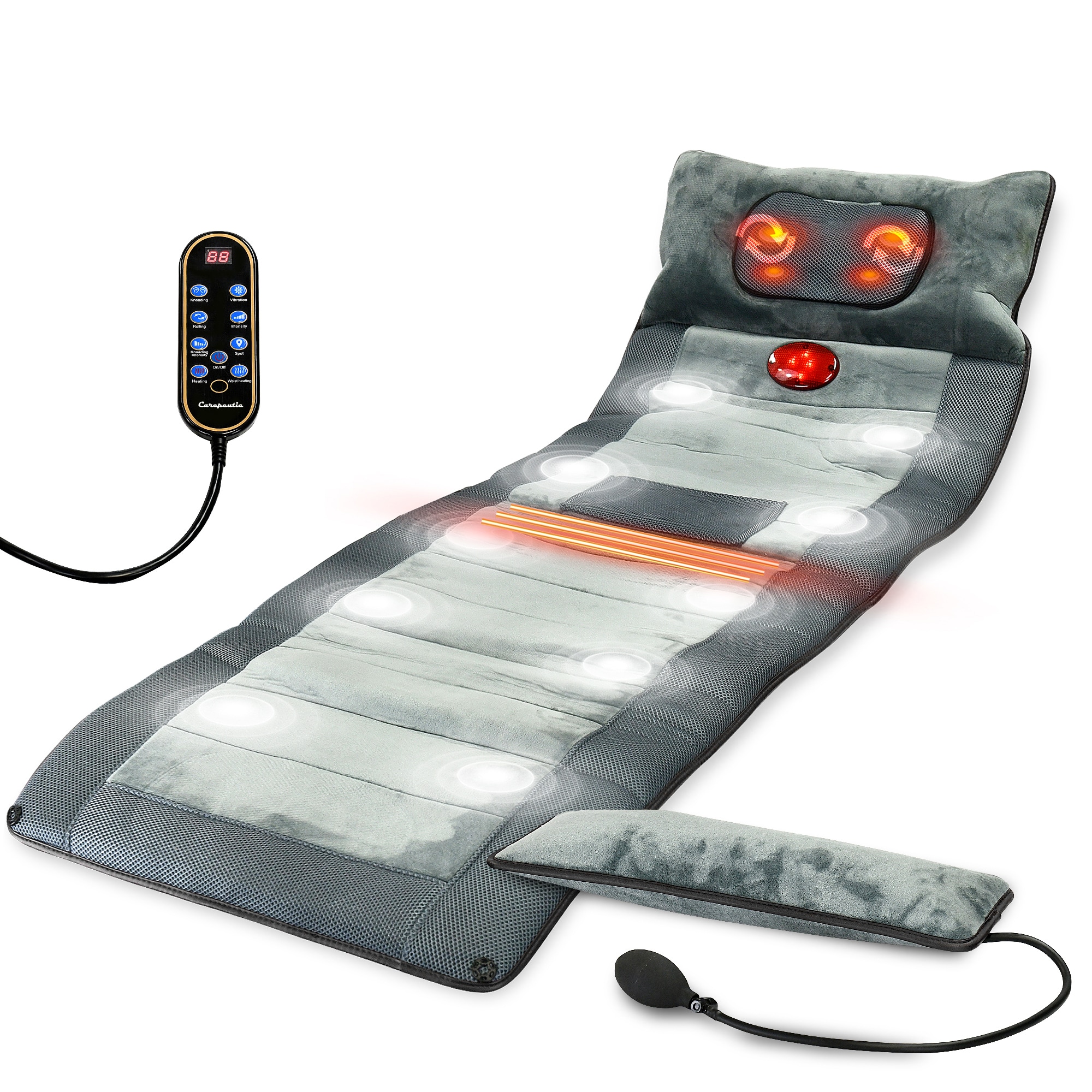  Massage Mat, Full Body Heating Pad Vibration Gray Heated Electric  Mat Salon Home with Heat Pads for Back Massager Neck and Shoulder Electric  Massage Chair Pad Gifts Men Dad : Health