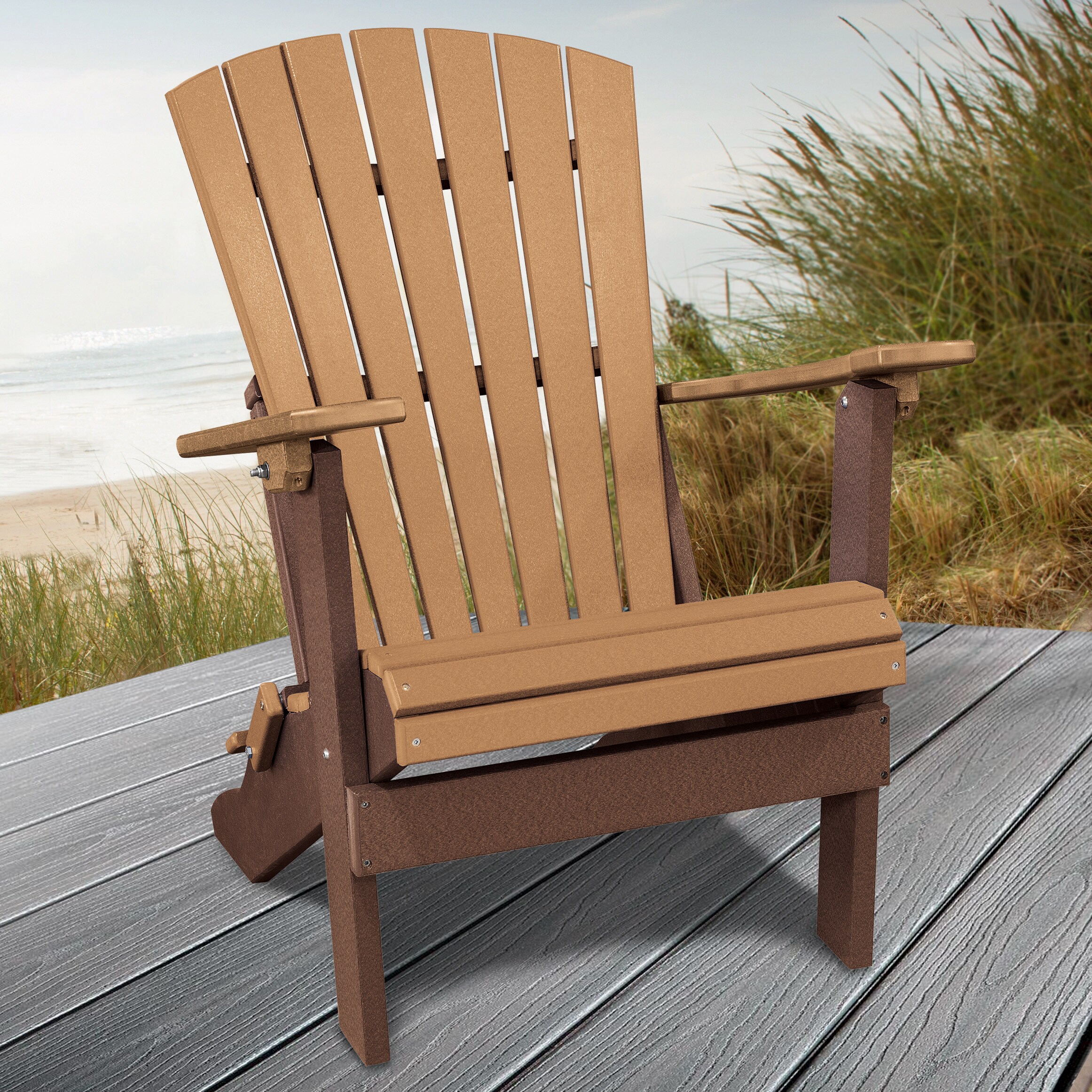 Cedar American Forest Adirondack Chair & Footrest Set Natural