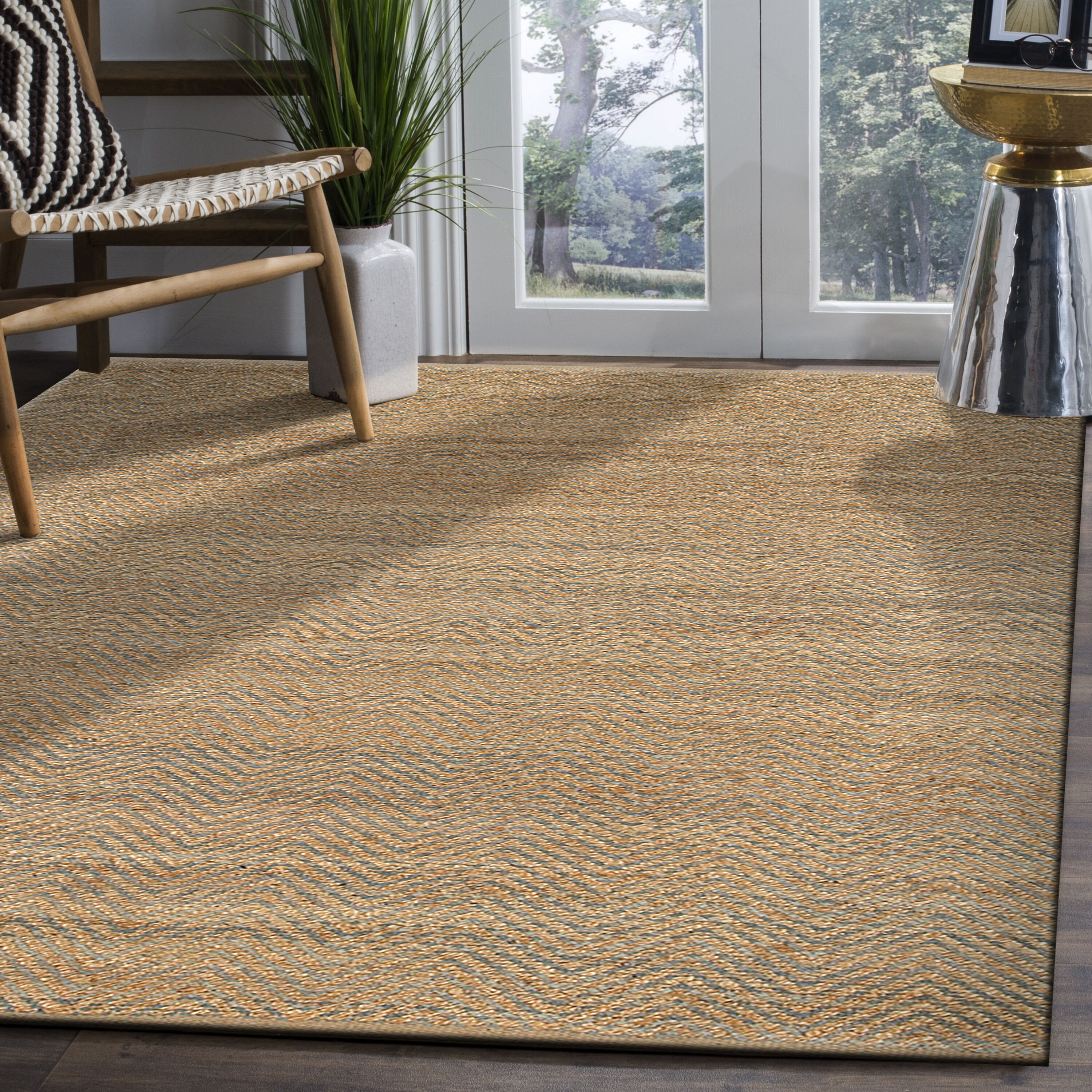 Gray Geometric Flat Woven Chenille 9' x 12' Handmade Rug