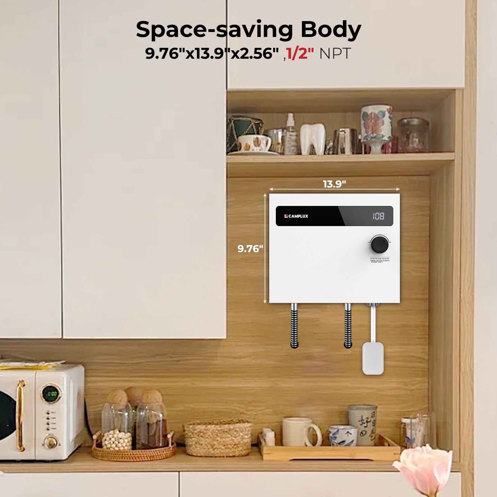 Camplux 14kW White Tankless Electric Water Heater with Digital Display