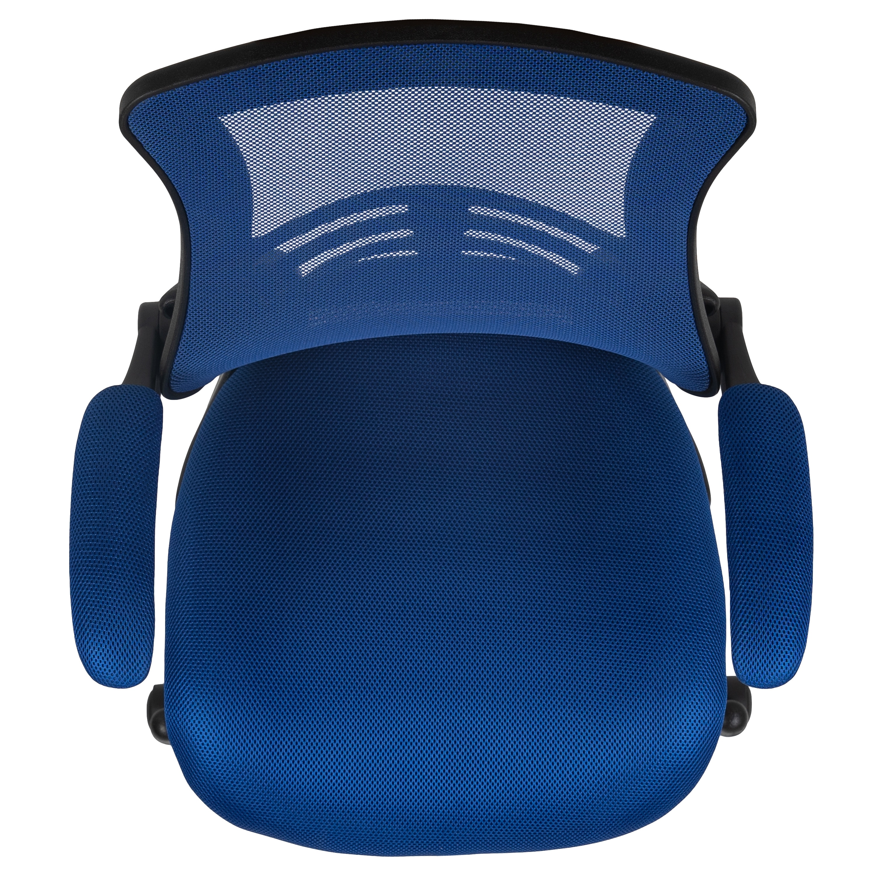 ErgoFlex Blue Mesh and Leather Drafting Chair with Adjustable Arms