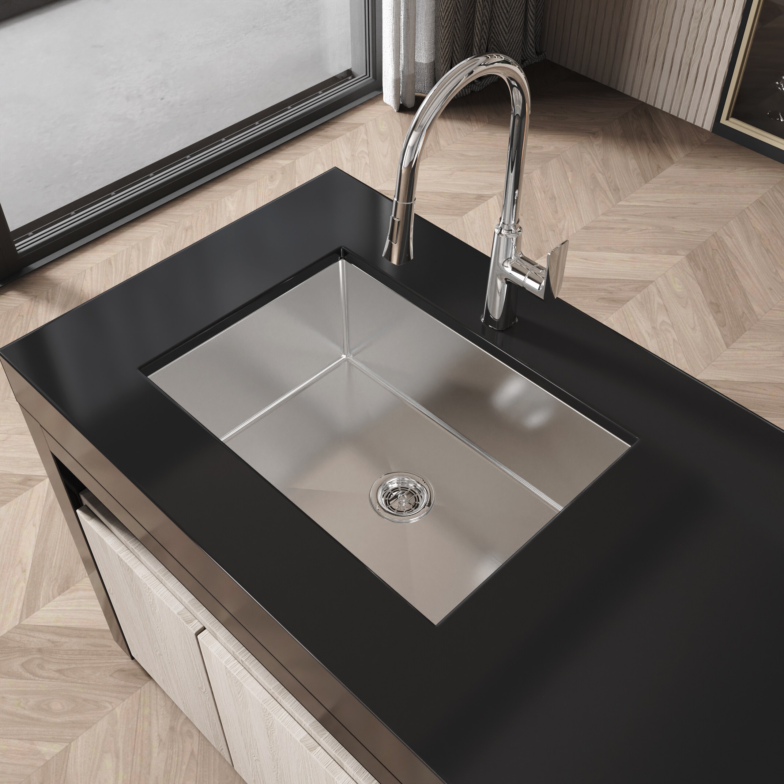 Vanityfus 27 Inch x 19 Inch S/S Kitchen Sink Single Bowl in