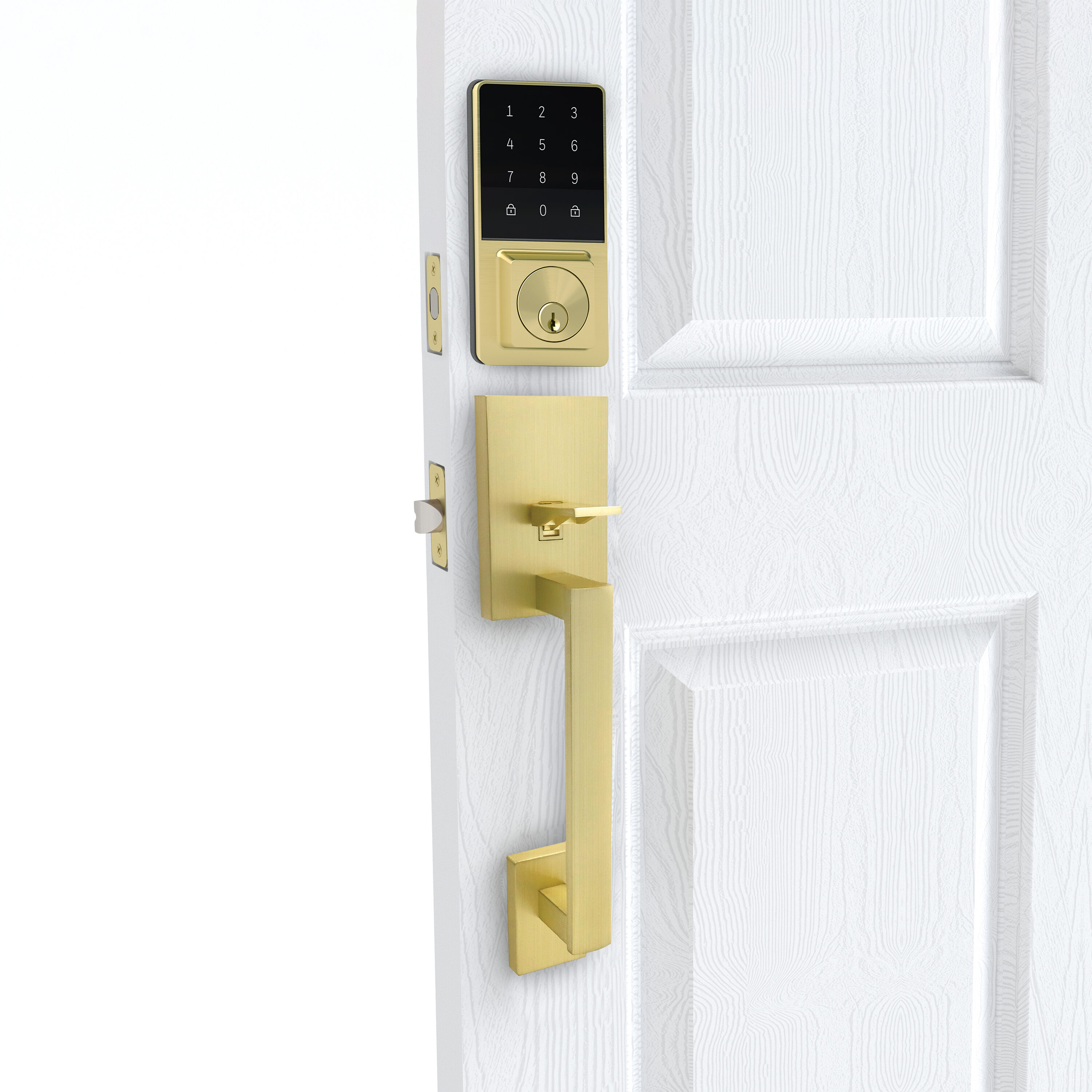 EHOMEWARE 5 Pcs Satin Brass Door Handles, Interior/Exterior Door Knobs with  Lock and Key, Gold Entry Door Levers for Bedroom Bathroom or Front Doors,  Heavy Duty Modern Door Hardware - Yahoo Shopping