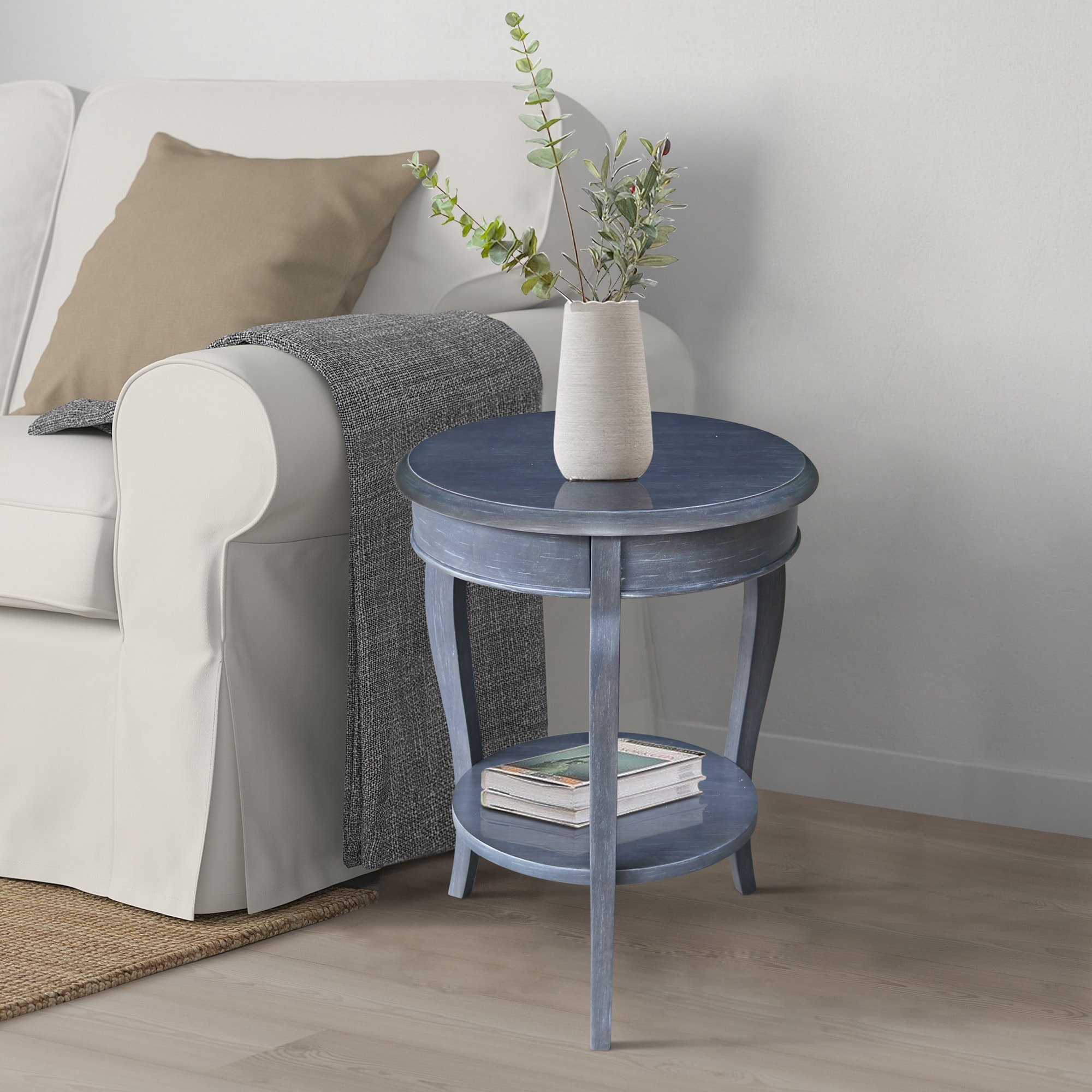 Cambria Heather Gray Round Solid Parawood End Table
