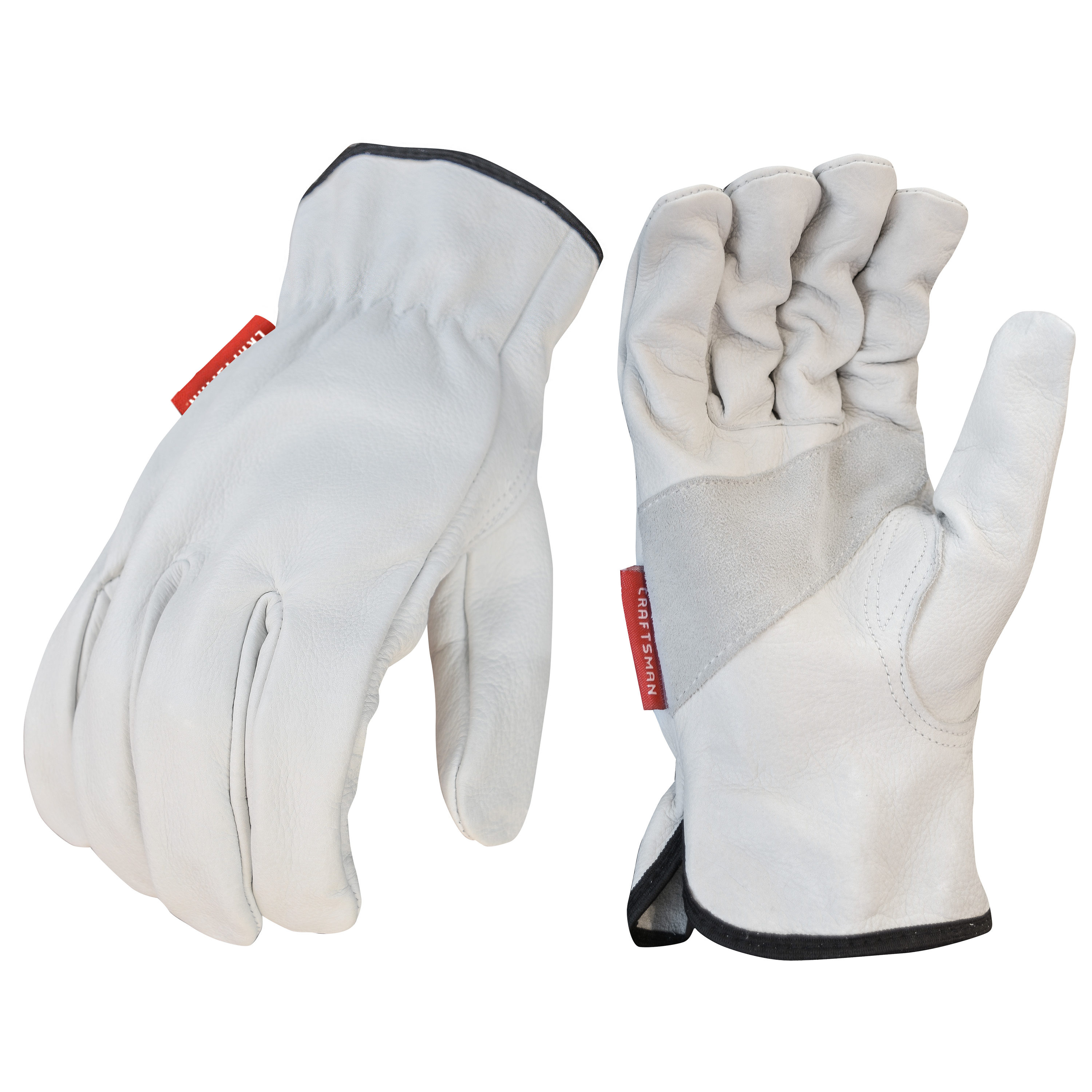 Leather Working Glove Men's Work Cowhide Non-Slip Gloves with Elastic Wrist 