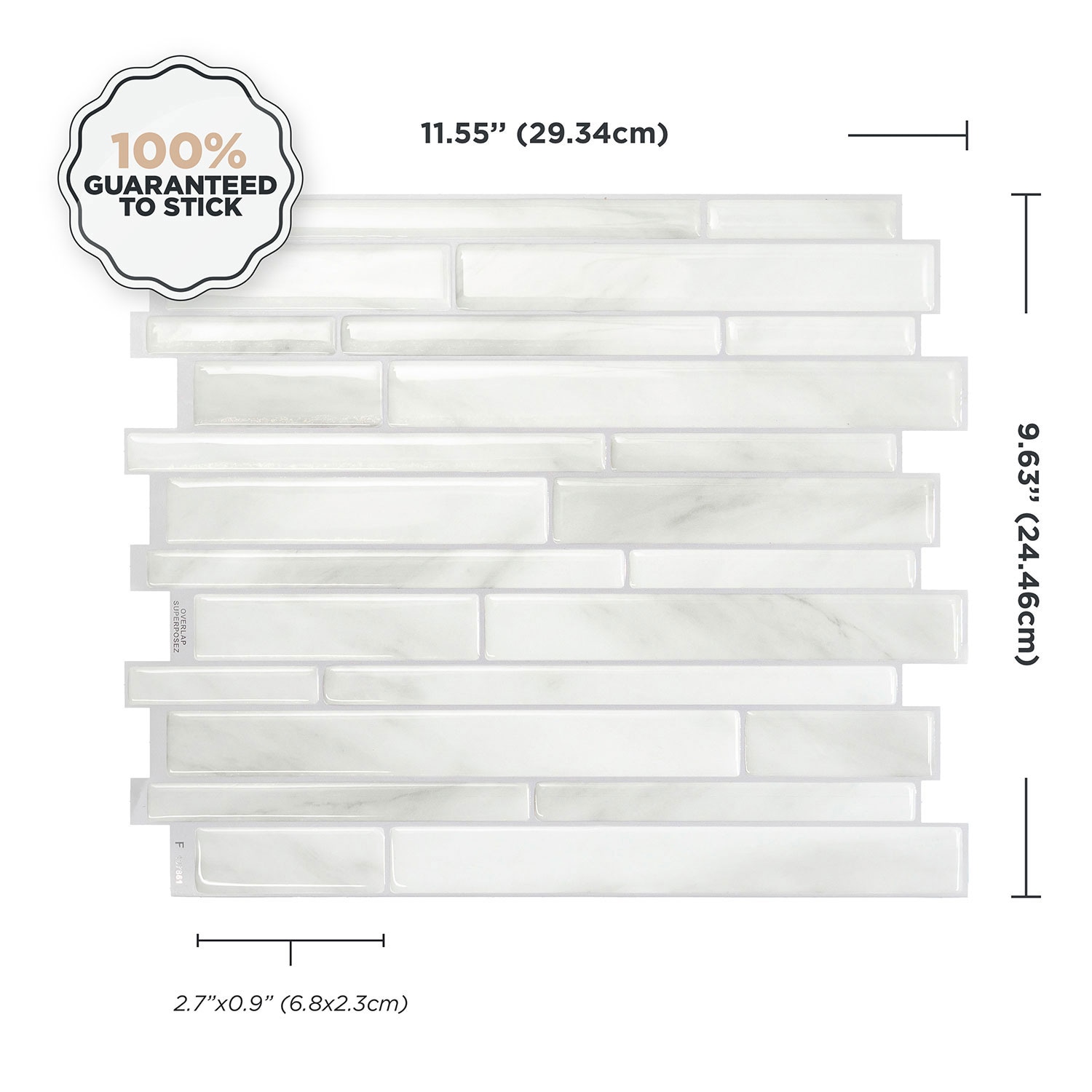 Smart Tiles Milano Massa Grey, White Marble 10-in x 12-in Glossy Resin ...