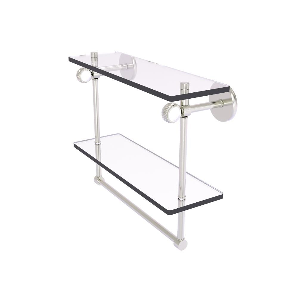 Allied Brass CV-2TBT-16-SN Clearview Satin Nickel 2 -Tier Wall mount Bathroom Shelf ( 16-in x 12.8-in x 5-in )