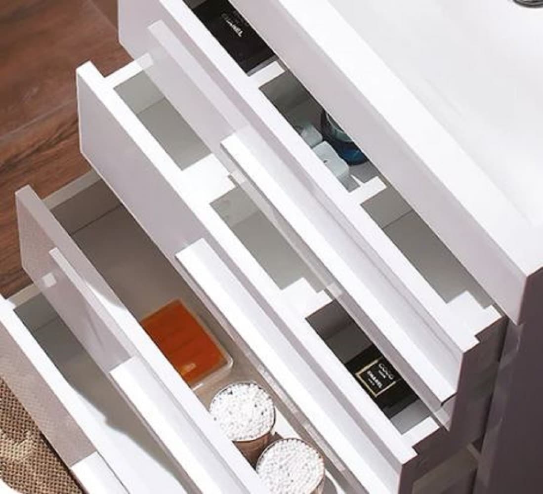 24-Inch Glossy White MDF Freestanding Vanity with Acrylic Sink