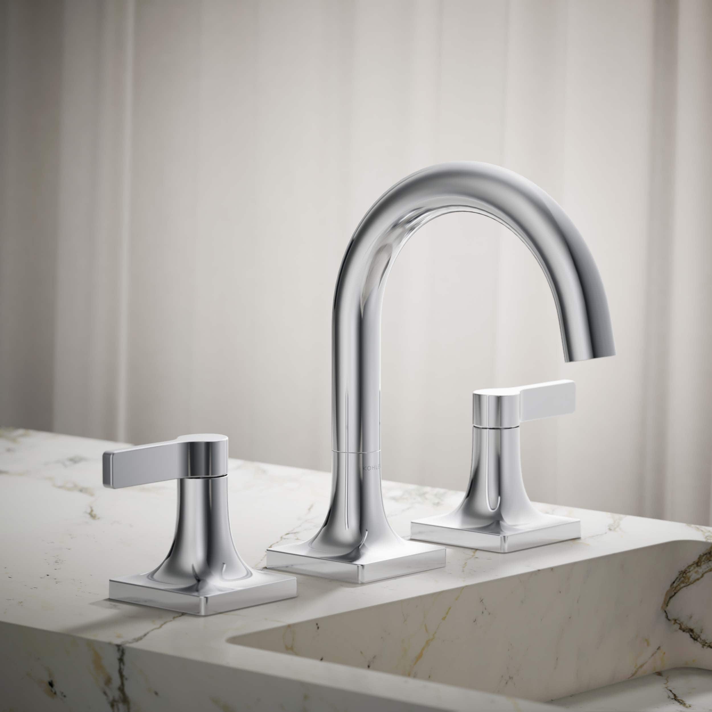 KOHLER 28125-4-CP Venza Polished Chrome Widespread 2-handle WaterSense Mid-arc Residential Handle Bathroom Sink Faucet