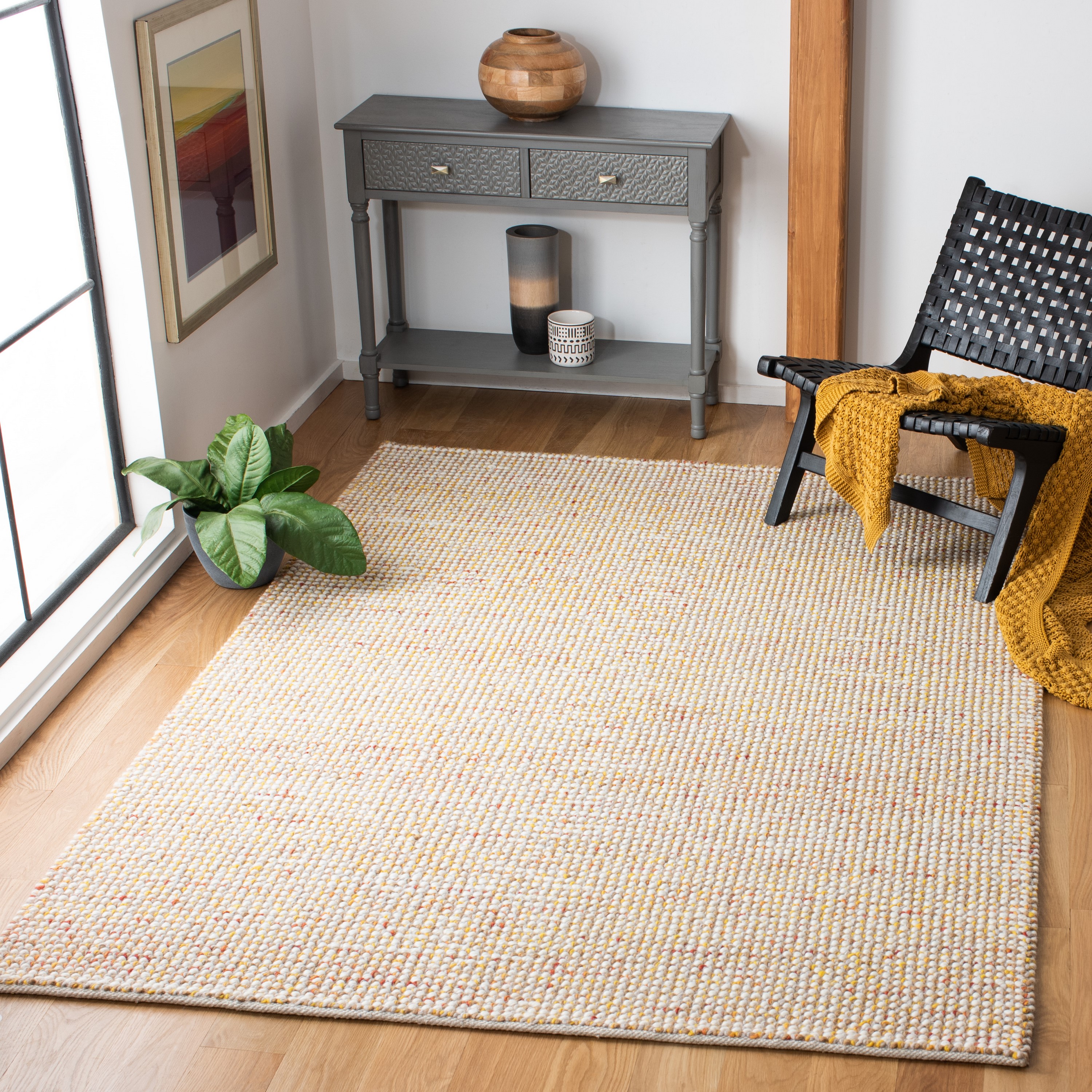 Safavieh VRM401B-6 Vermont Radovinka 6 x 9 (ft) Wool Ivory/Gold Rectangular Indoor Geometric Bohemian/Eclectic Area rug