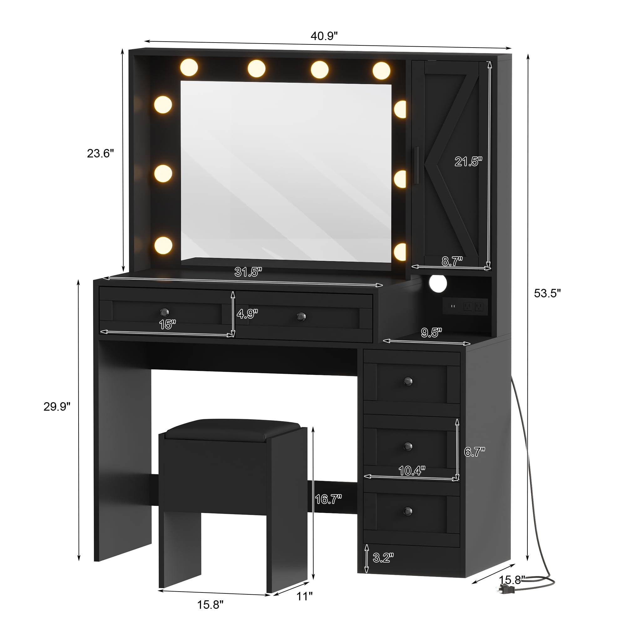 Garvee HHZ-PHO-16HNFDSV Bedroom-Vanities - View #3