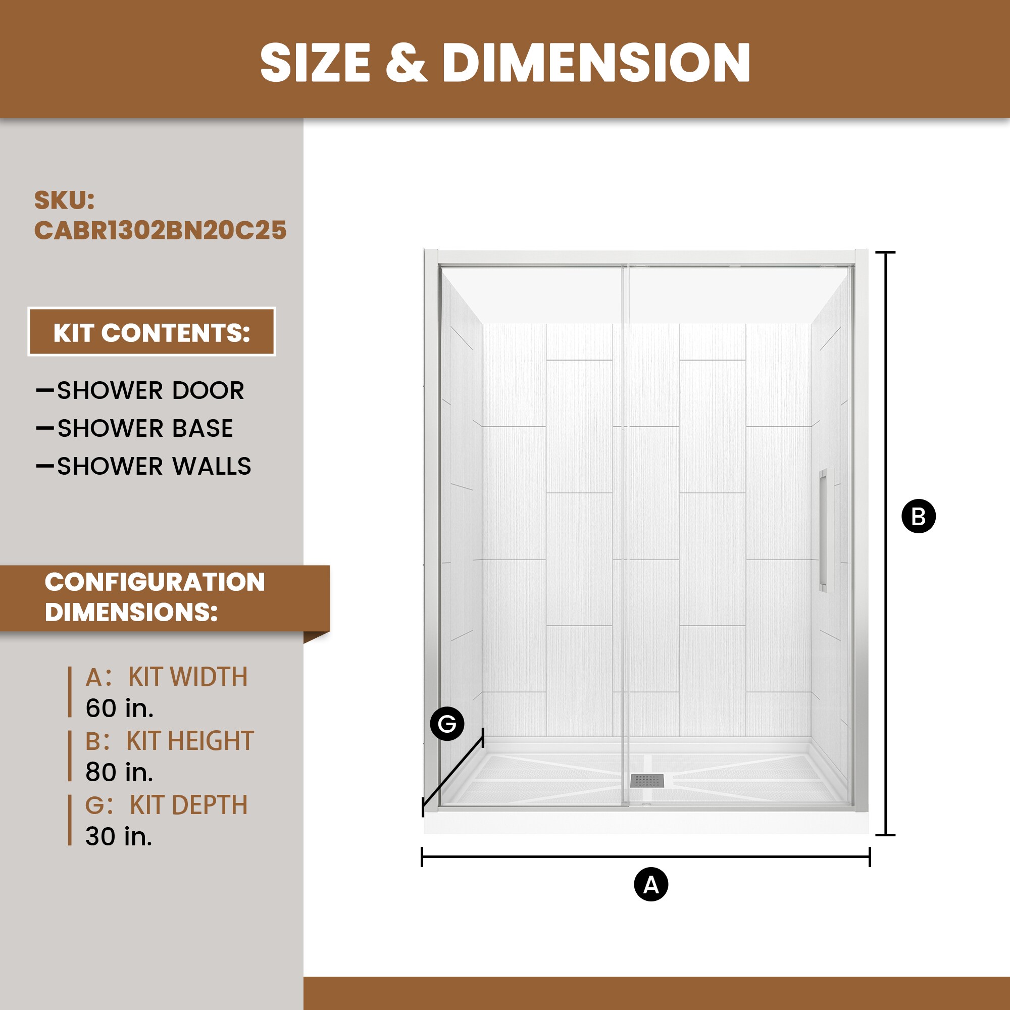 CASAINC CABR1302BN20C25 Alcove-Shower-Kit - View #8